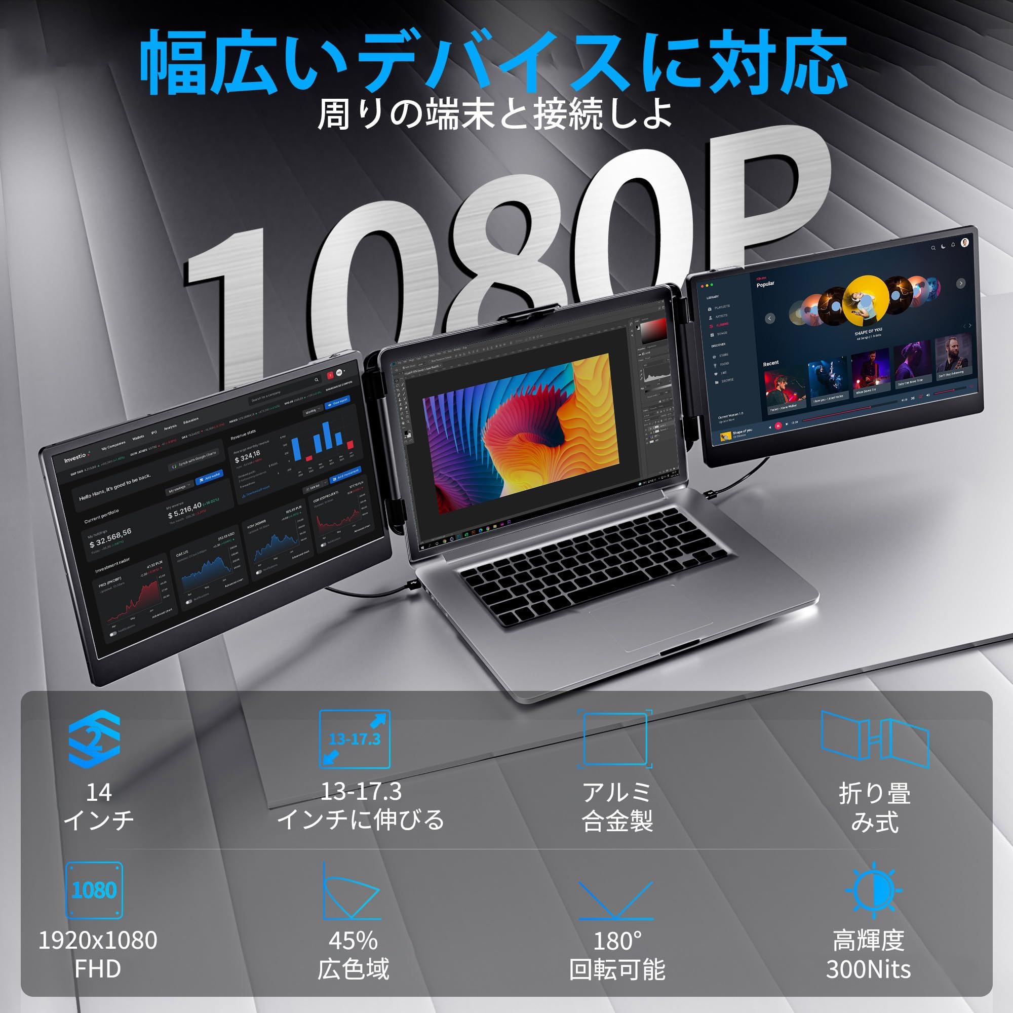 Amazon.co.jp: モバイルモニター 14インチ デュアルディスプレイ USB