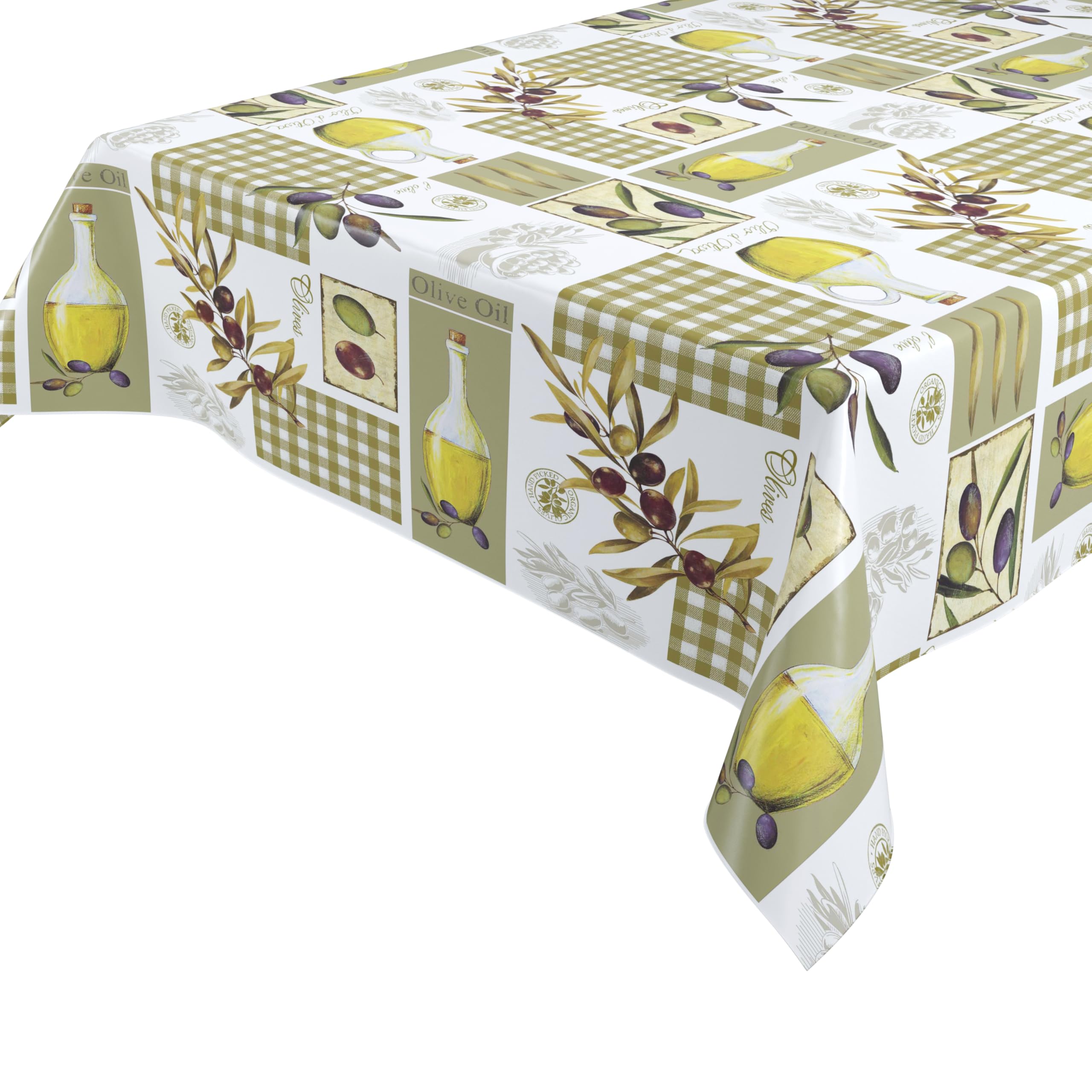 Beautex - Mantel Olive de hule, liso, lavable, redondo, ovalado, rectangular, tamaño a elegir, ideal para jardín, pvc, Oliva liso., Eckig 140x180 cm