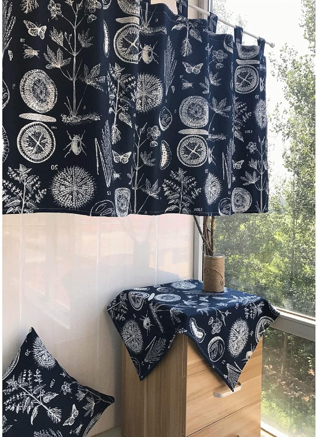 V3VOGUE Cotton Semi-Blackout Curtains Short Curtains 1 Panel Small Half Window Curtains for Bedroom - Privacy - Vintage Thermal Insulated Drapes - for Door/Kitchen Cafe Curtains