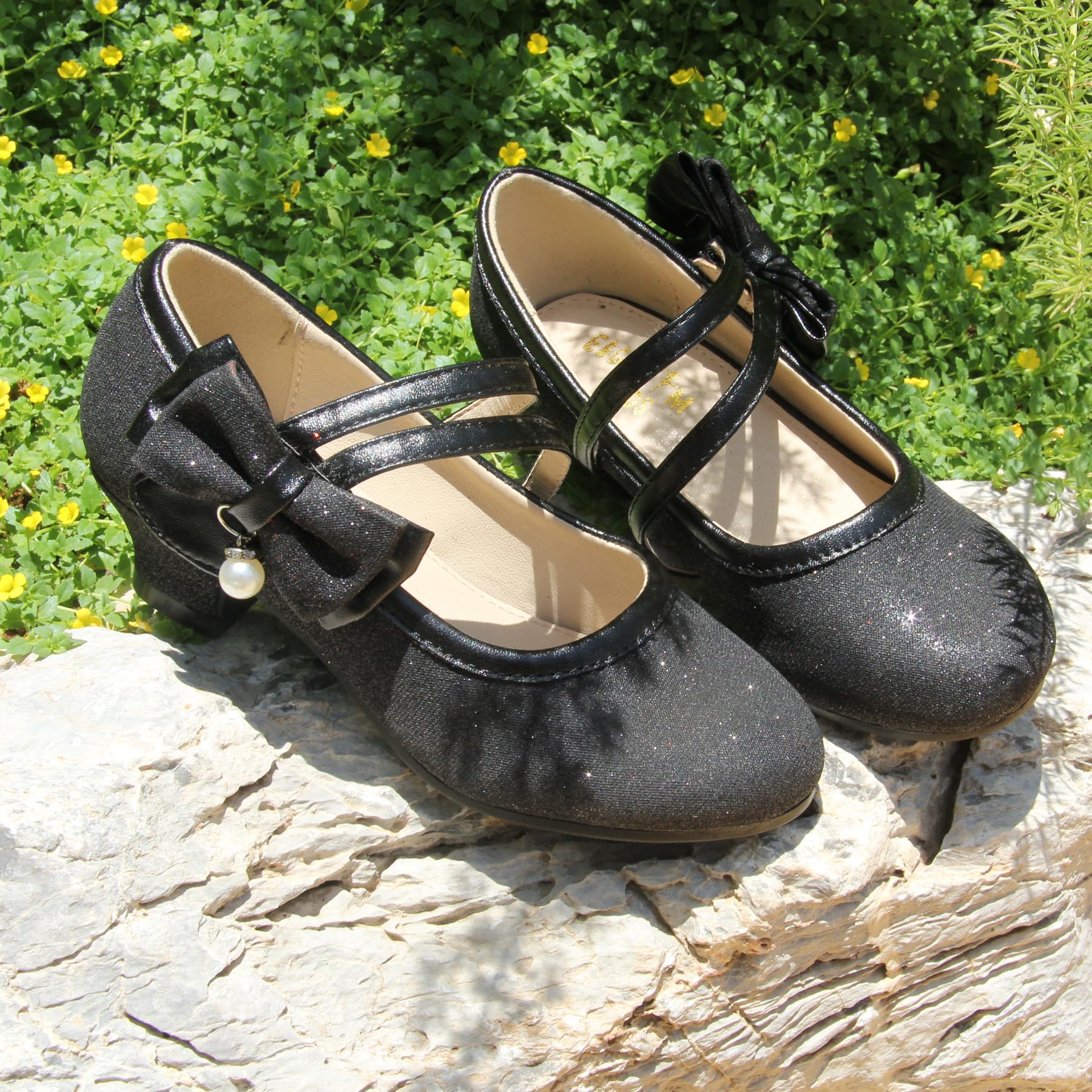 Princess Mary Jane Dress Up Shoes - Girls' Party Pumps for Flower Girl Wedding With Sparkly Design — view 3