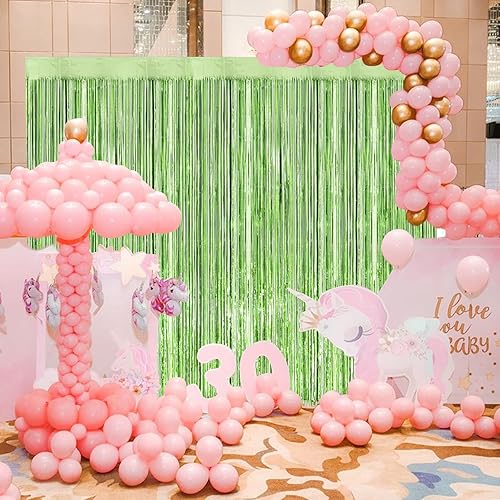 Miniatura 150 de Cortinas de flecos de oropel metálico rojo, paquete de 2 cortinas de fiesta de 3.3 x 8.3 pies para decoraciones de fiesta de cumpleaños, decoración