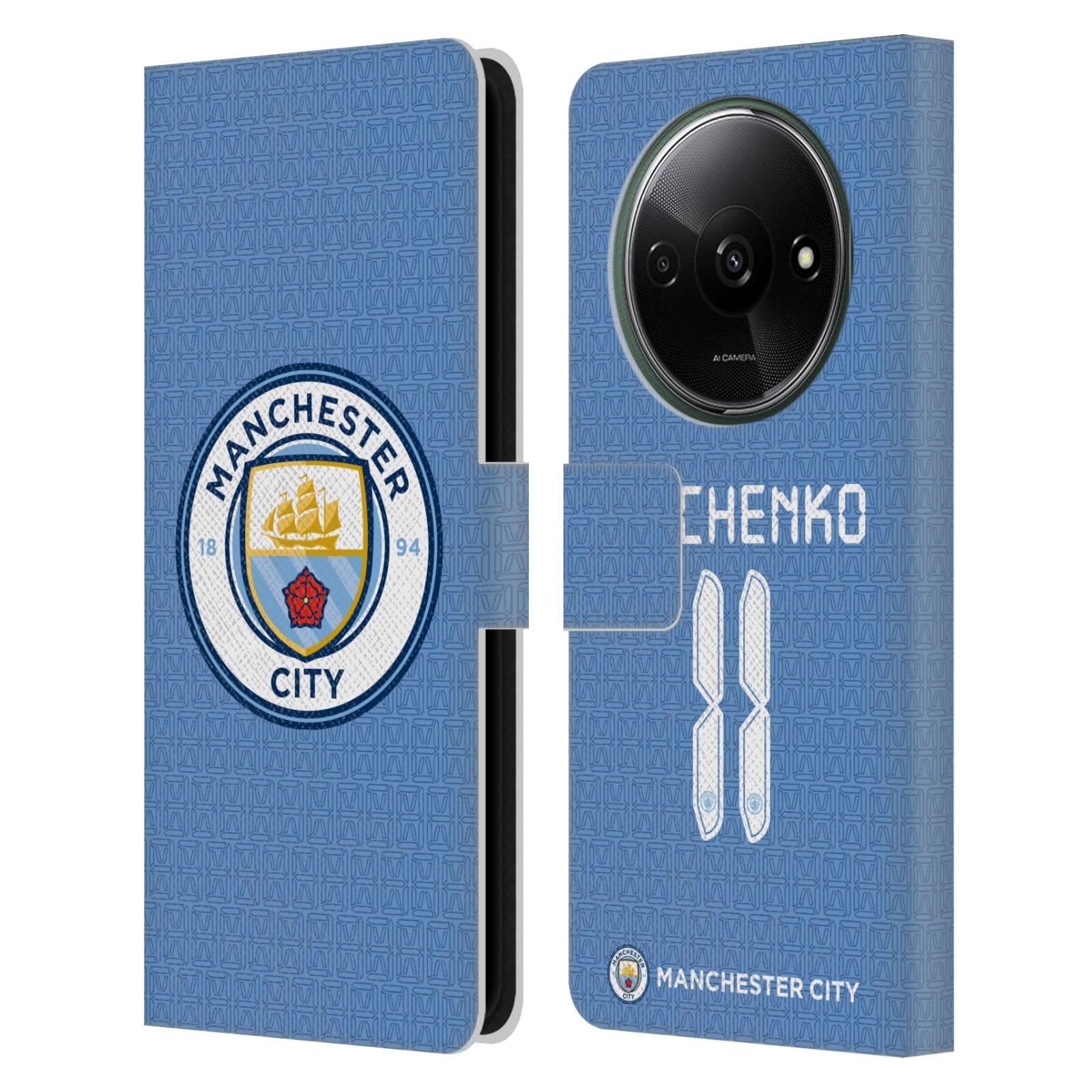 Head Case Designs Officially Licensed Manchester City Man City FC Oleksandr Zinchenko 2021/22 Players Home Kit Group 2 Leather Book Wallet Case Cover Compatible with Xiaomi Redmi A3