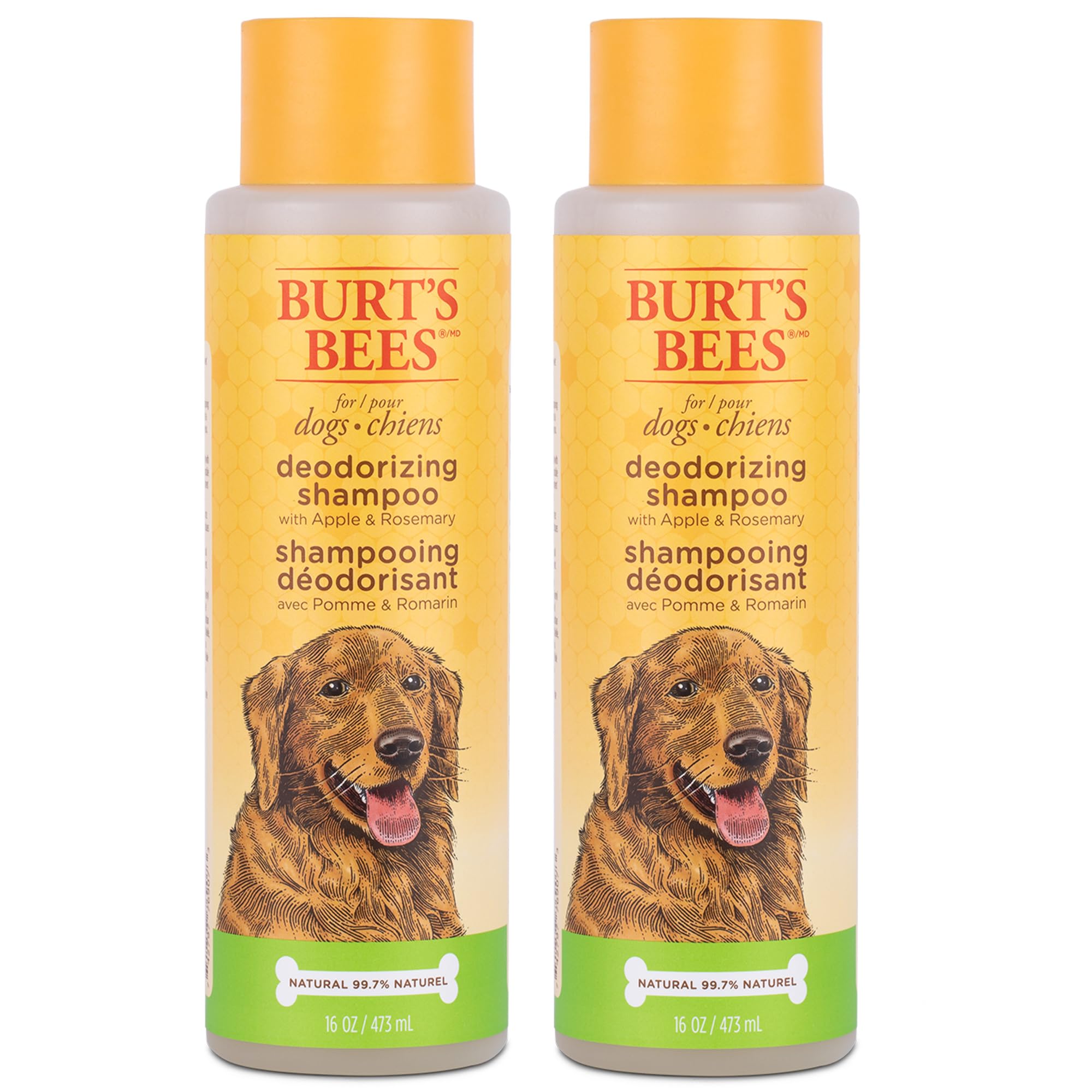 Burt's Bees for Pets Dog Shampoo, Deodorizing, Apple & Rosemary, 16 oz-2 Pk