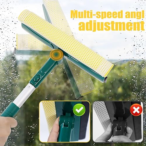 Miniatura 4 de Escobilla de ventana multiusos para limpieza de ventanas, limpiador de ventanas 2 en 1 con poste de aluminio de extensión de 60 pulgadas, kit de