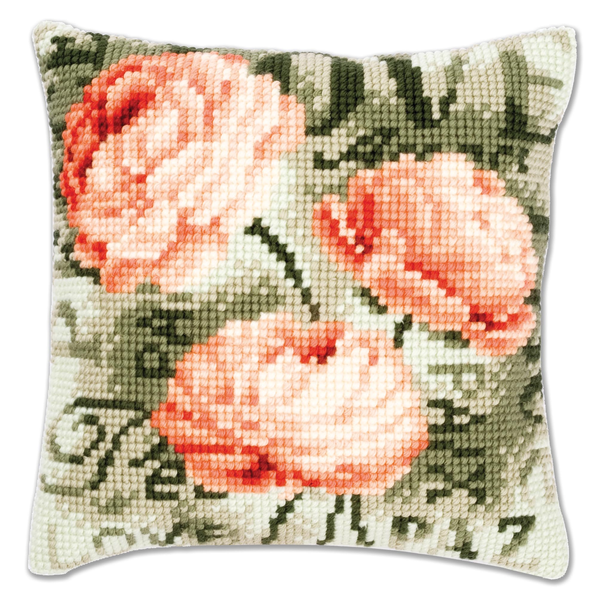 VERVACO Kit Cuscino Punto Croce PEONIE Set Ricamo Principianti Cuscini Gobelin Decorativi ca. 40 x 40 cm Accessori per Lavoretti Creativi DIY Casa Decor Hobby Adulti Cross Stitch