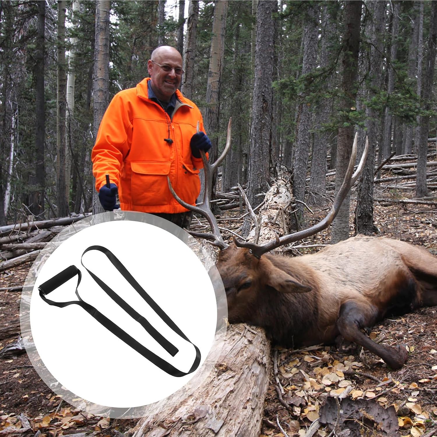 INOOMP Heavy Duty Deer Drag Harness with High Strength Tear-Resistant Nylon Rope for Outdoor Hunting and Game Handling Portable Deer Tow Rope