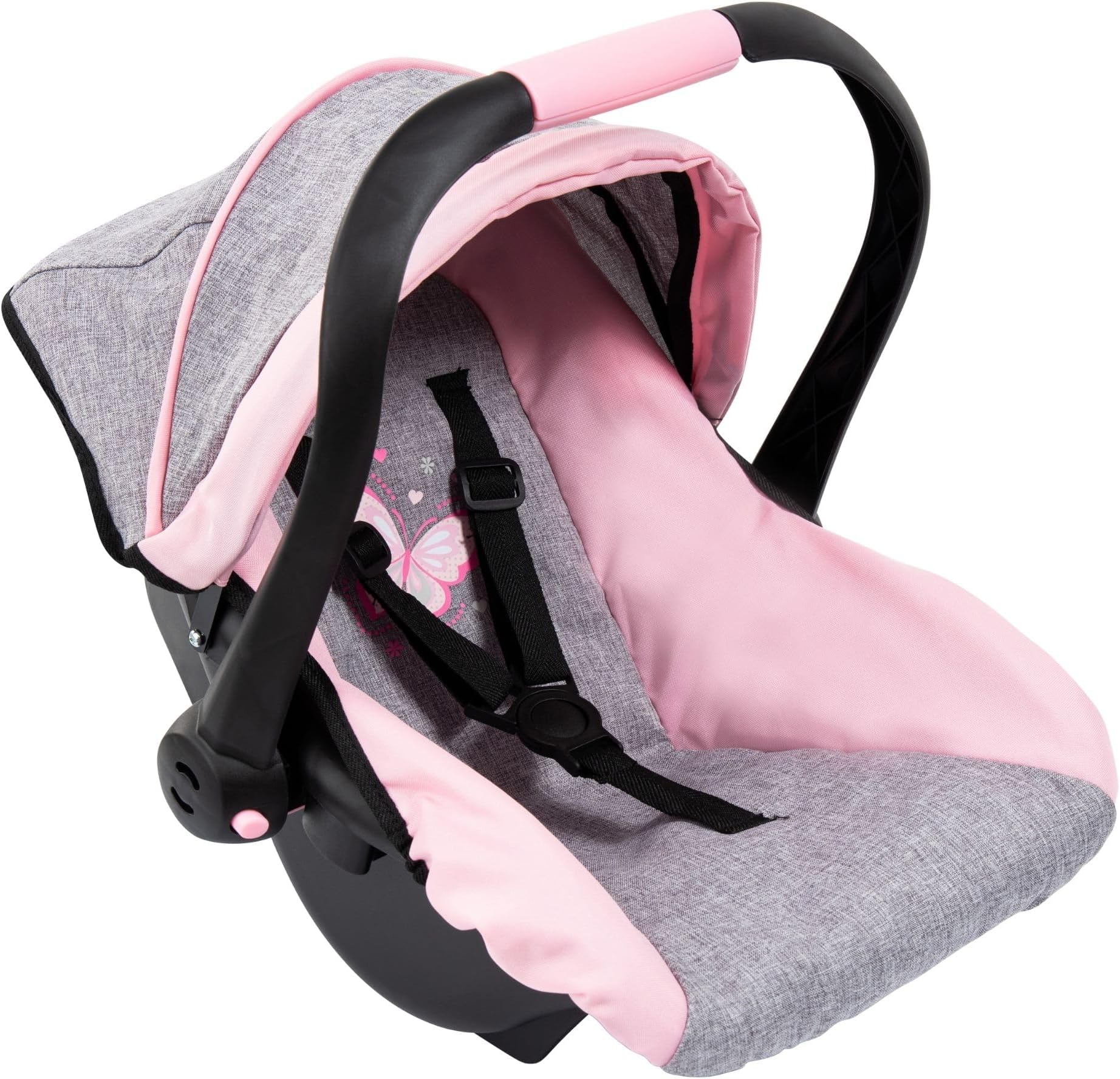 Bayer Deluxe Dolls Car Seat - Baby Doll Travel Car Seat with Sun Canopy - Ergonomic Handle, Safety Seat Belt, Doll Accessories for 46cm Dolls - Role Play Birthday Gifts for Girls, Boys