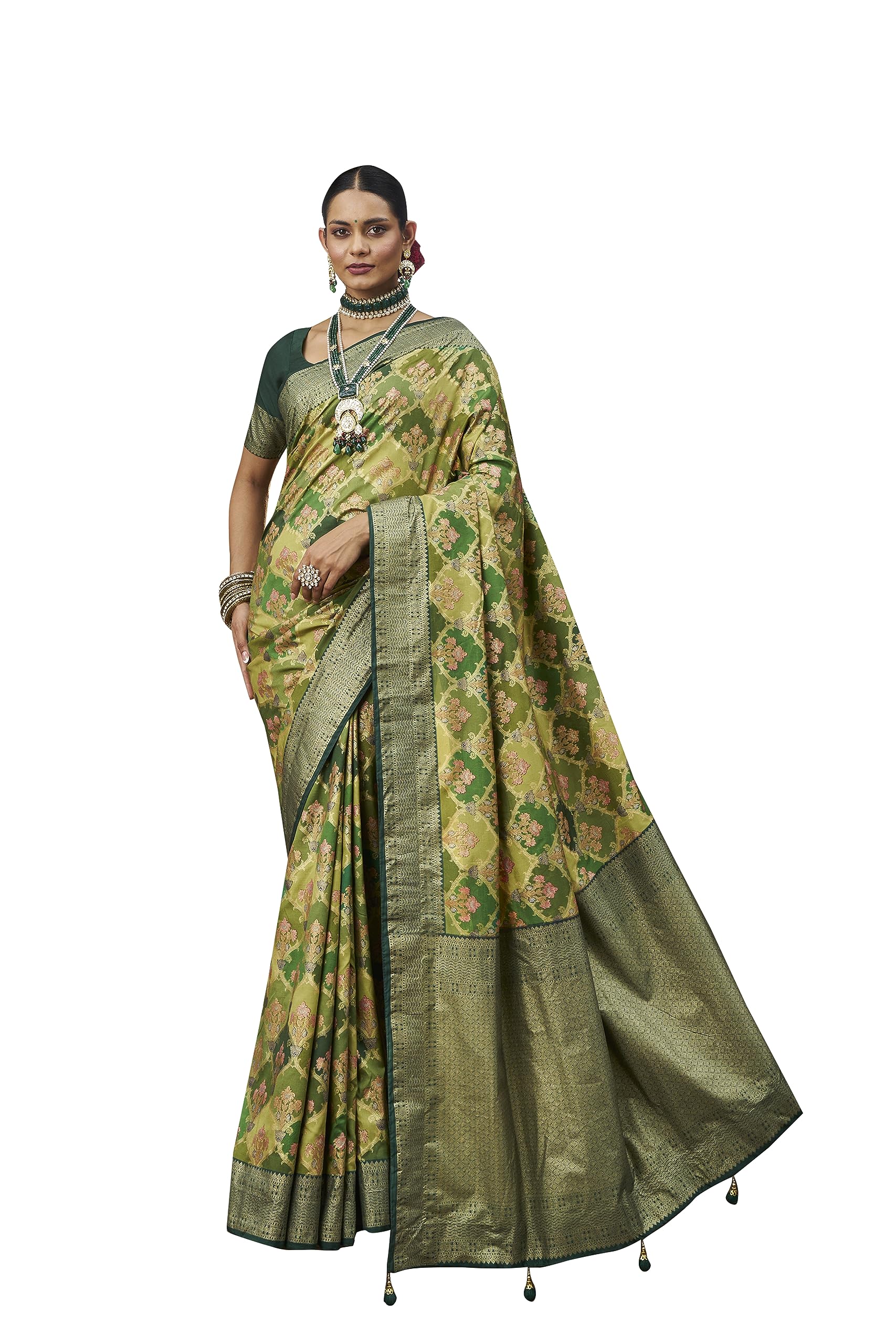 STYLE INSTANT Cotton Silk Woven Saree|Indian Traditional Wear Sari with Unstitched Blouse|Designer Rich Pallu