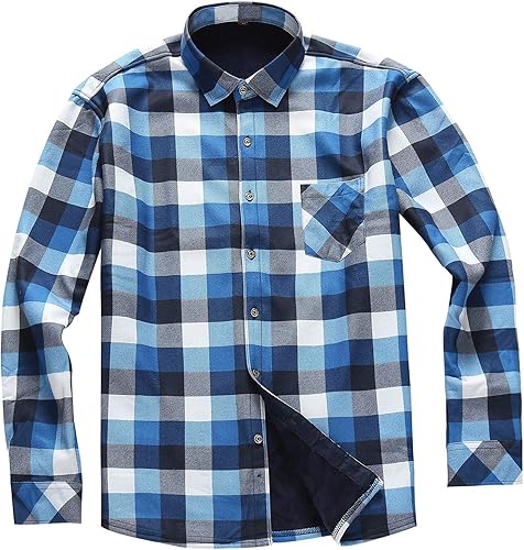 Camisas de manga larga para hombre, térmicas acolchadas para el trabajo, camisas cálidas con forro acolchado de franela pesado a cuadros