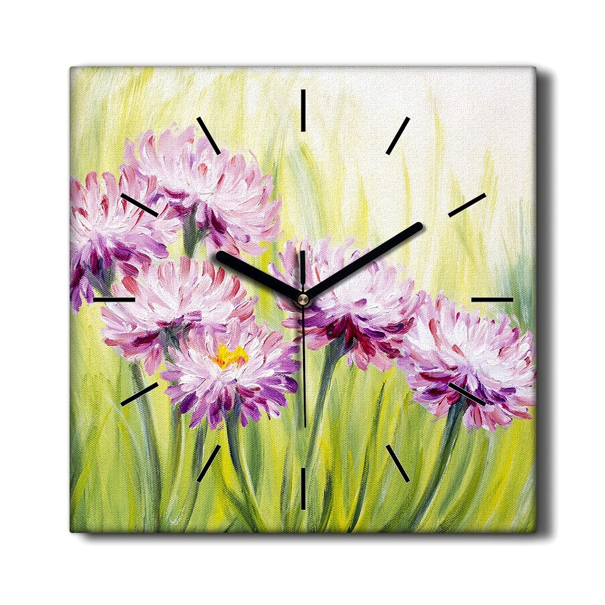 Horloge sur Toile Horloge Murale Décoration Toile Le Salon Fleurs