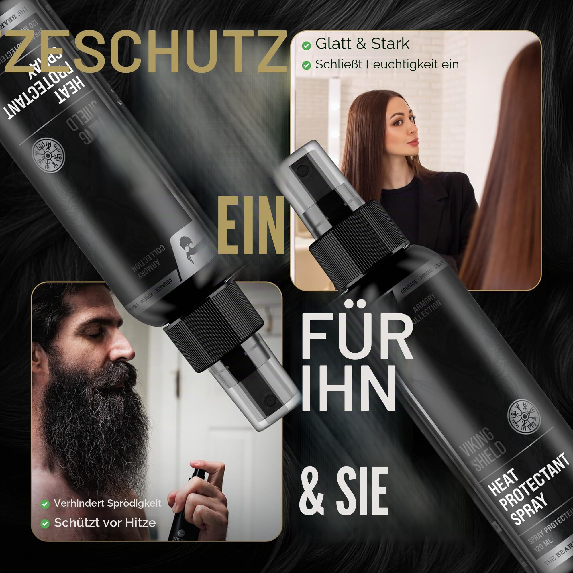 The Beard Struggle Hitzeschutzspray für Bart & Haar – Arganöl Spray schützt bis 230 °C – Bartpflege & Styling für Männer 120 ml
