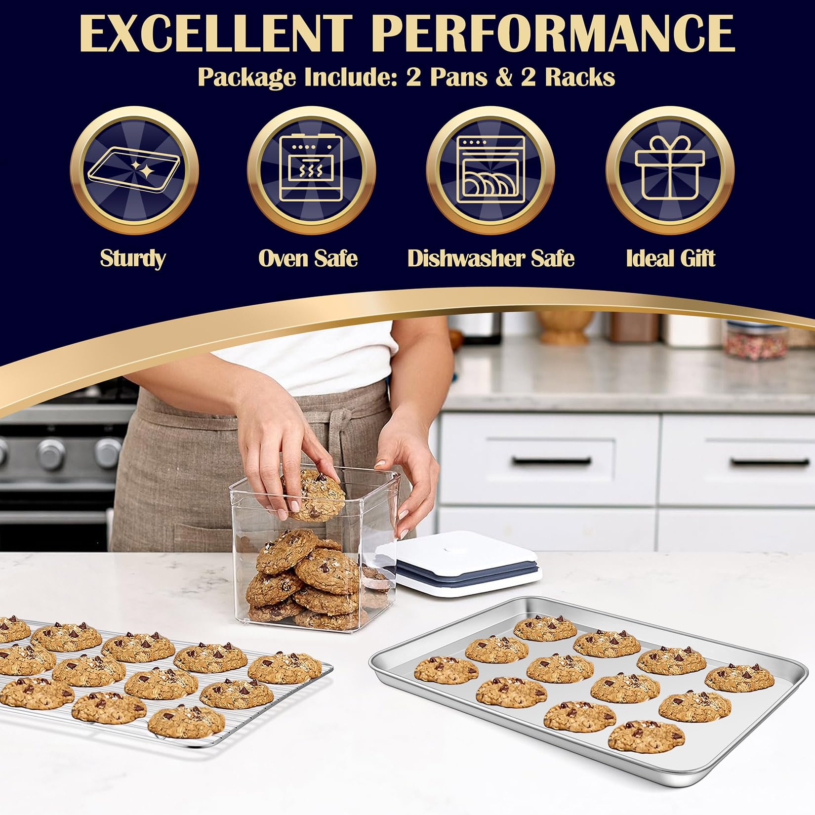 Joyfair Baking Sheet with Rack Set of 4 (12.5 inch) 4