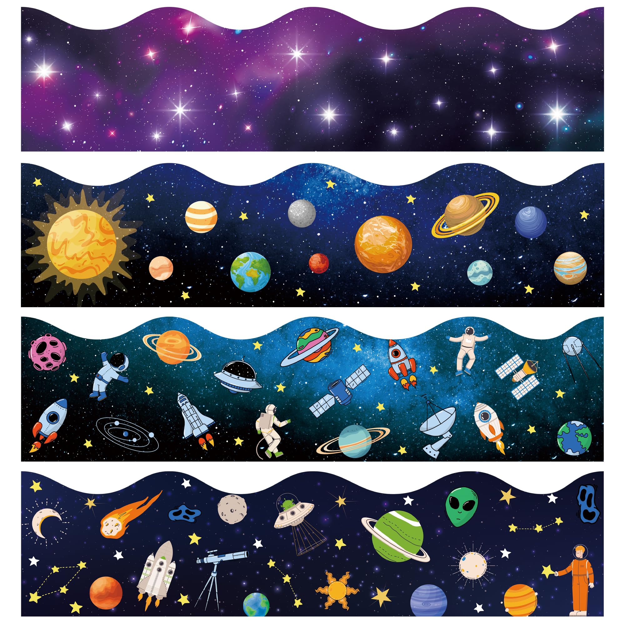 118Ft Outer Space Bulletin Board Borders Galaxy Classroom Scalloped Border Night Sky Borders Back to School Bulletin Decoration for Classroom School