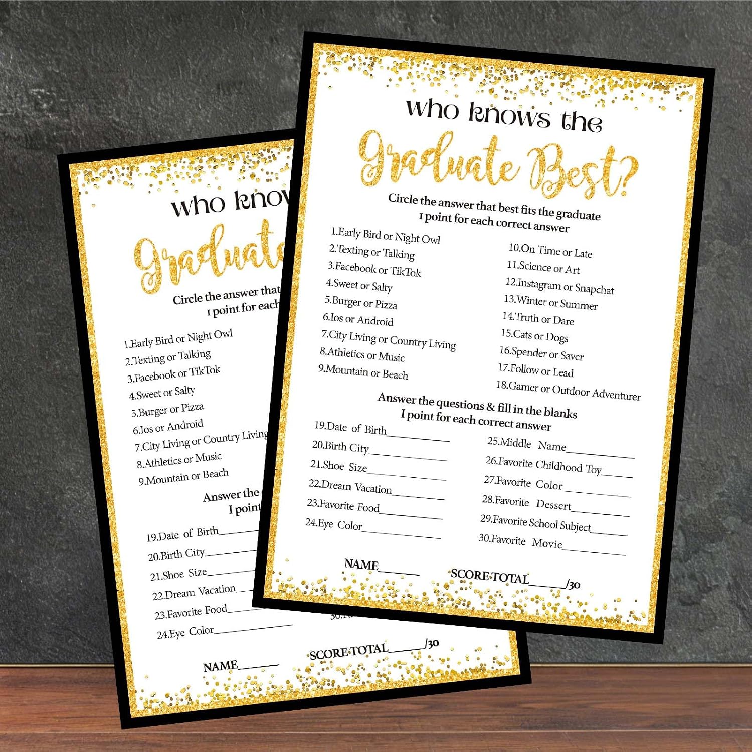 Graduation Party Games - Who Knows the Graduate Best Grad Party Decorations - Graduation Accessories 2026-25 Pcs -A03