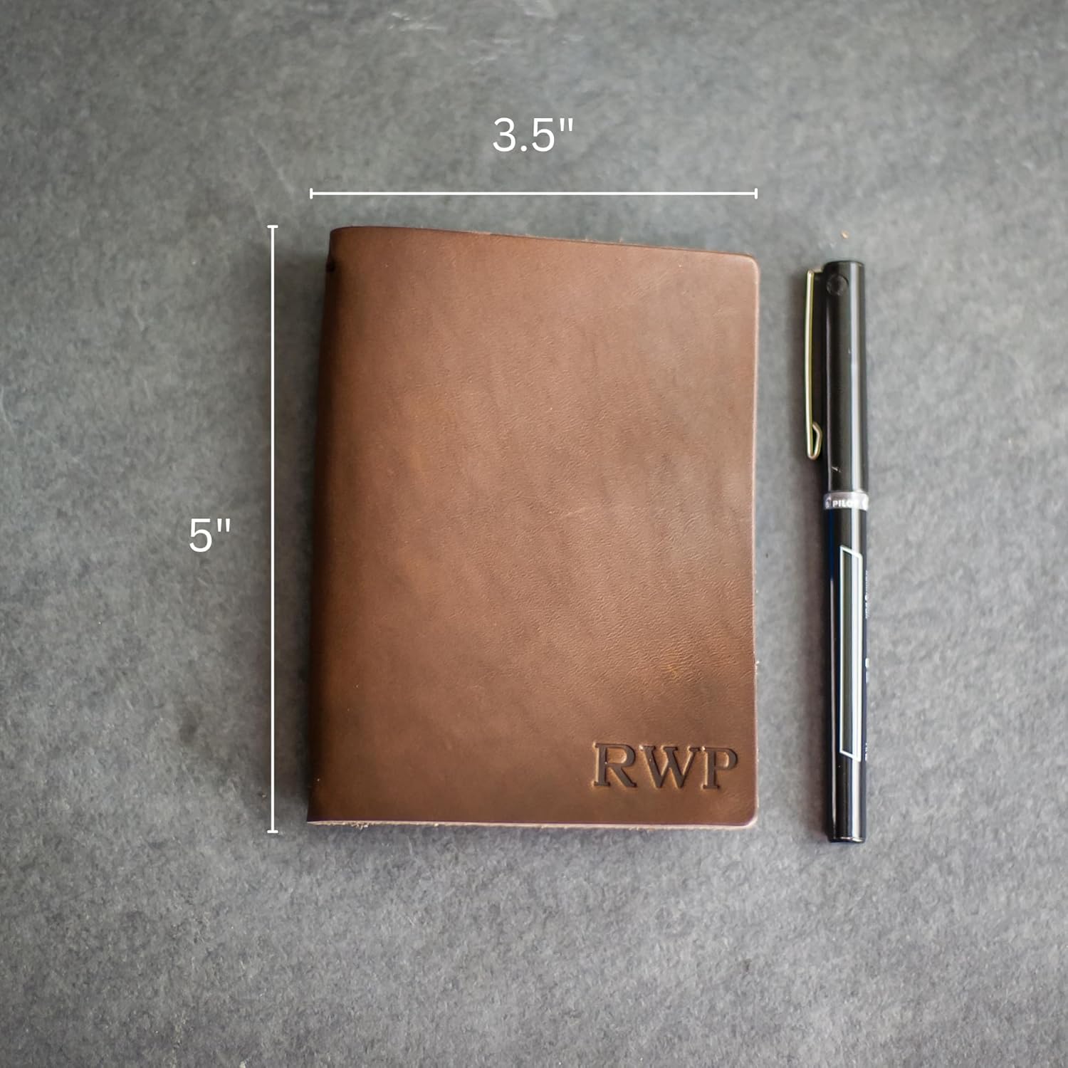 Ox & Pine Refillable Pocket Leather Journal Notebook Personalized (Rustic Brown, Graph Paper)