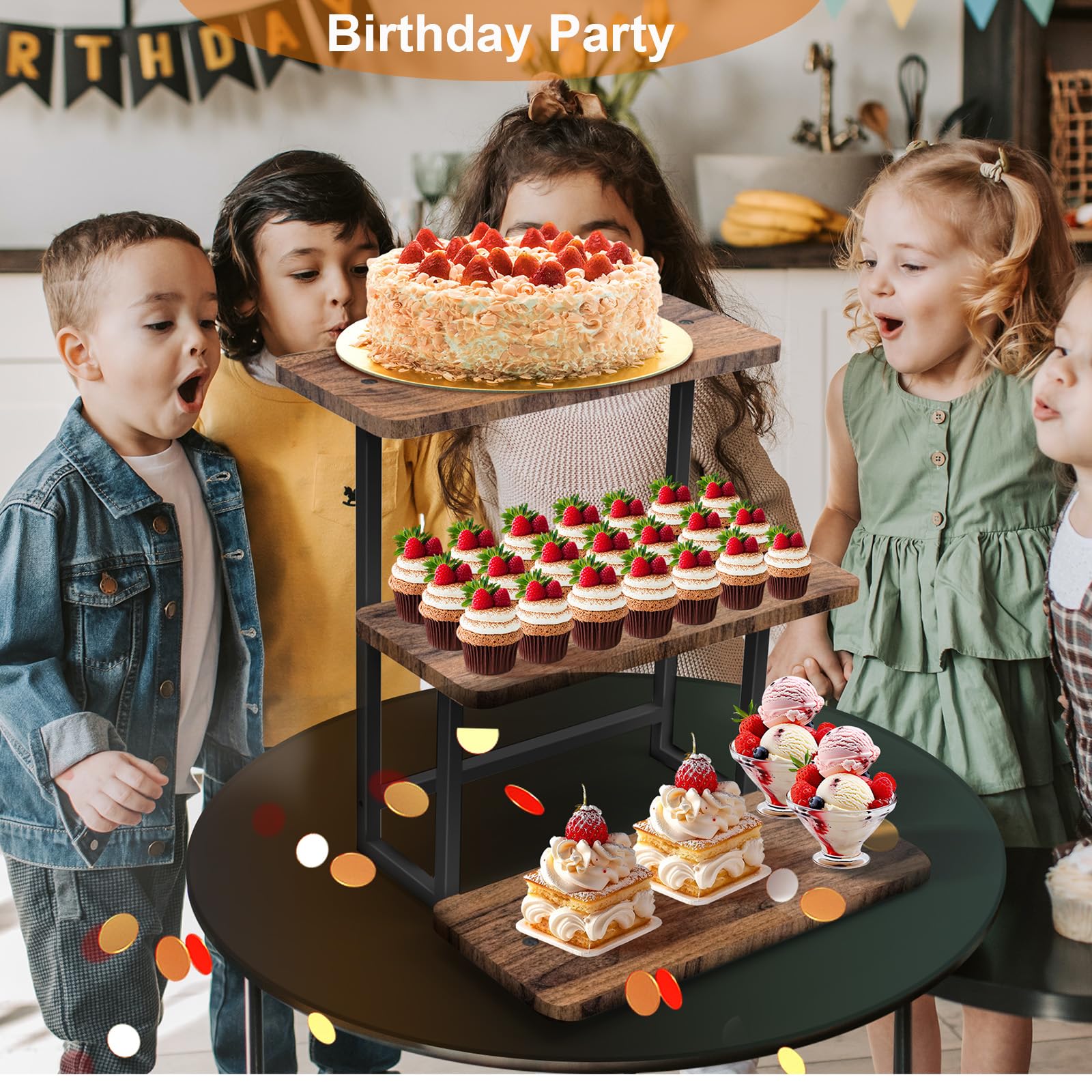 3 Livelli Alzata per Cupcakes, Alzata Per Torte Display, Alzatine per Allestimenti per 63 Cupcakes, Espositore in legno per Dolci e Frutta, Nuziali Compleanno Partito Buffet Baby Shower