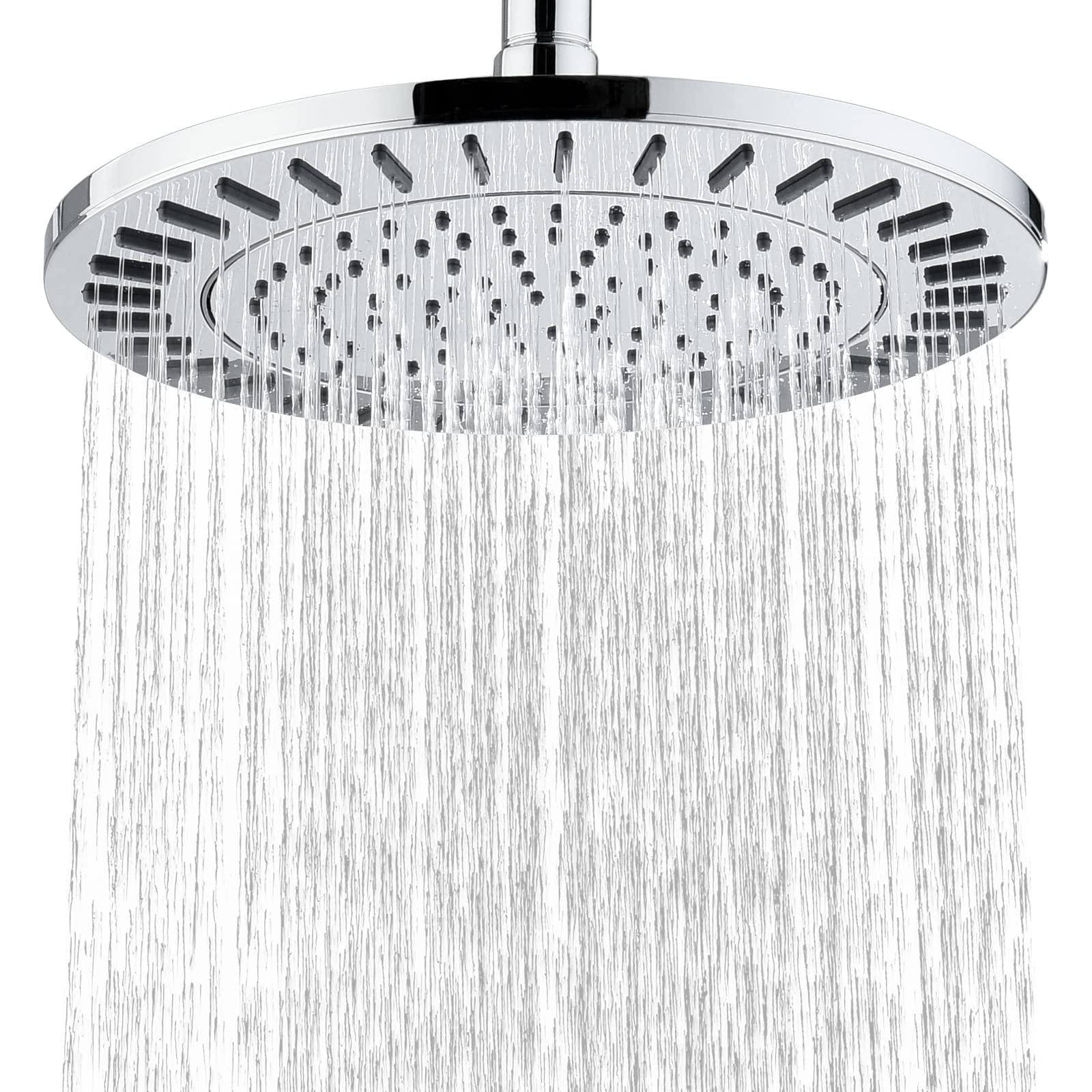 Bright Showers Rain Shower Head, 9 Inch High Pressure Waterfall Shower Head with Adjustable Angle and Anti-Clogging Silicone Nozzles, Luxury Bathroom Overhead Shower, Chrome
