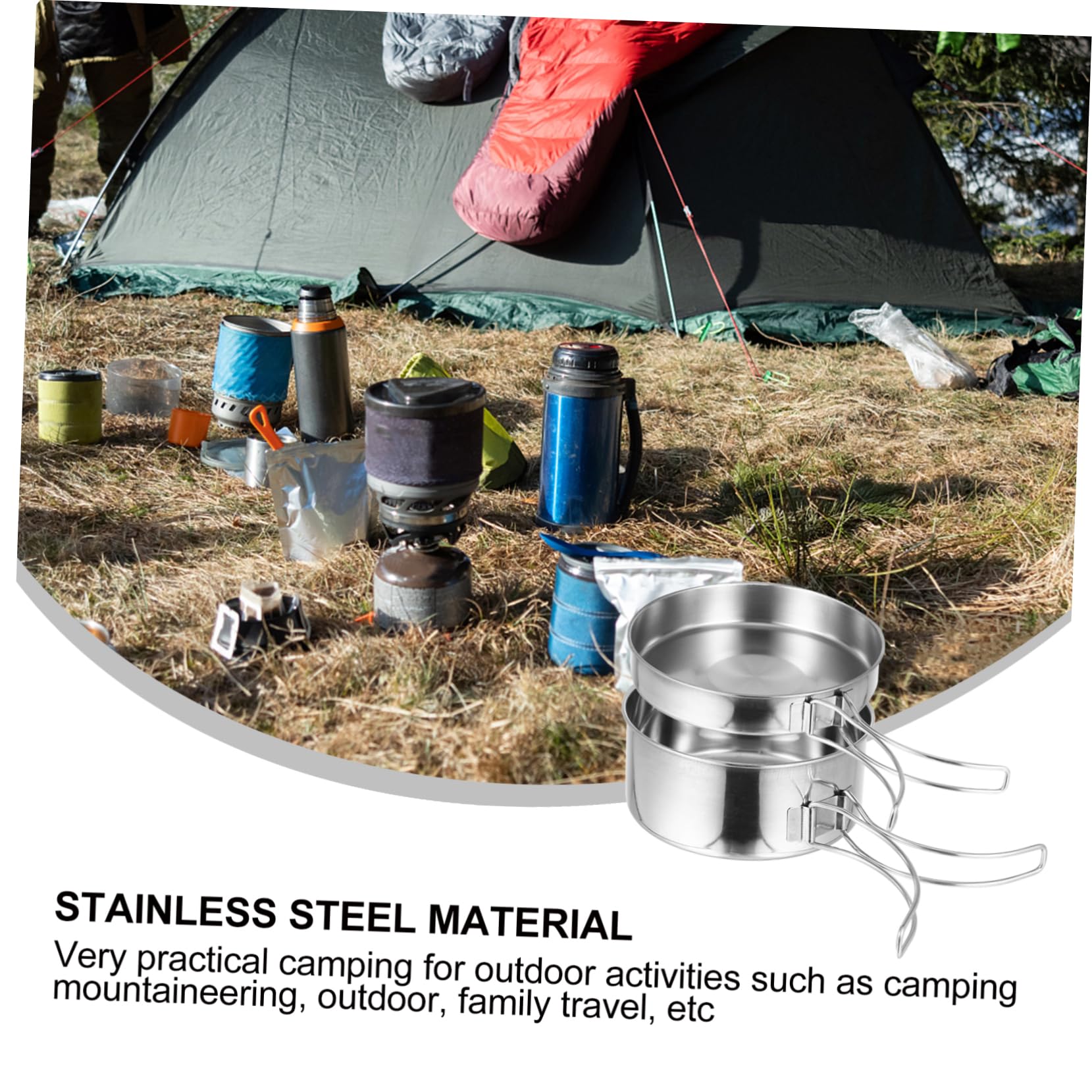 Juego de Utensilios de Cocina de Acero Inoxidable para Camping 8 Piezas