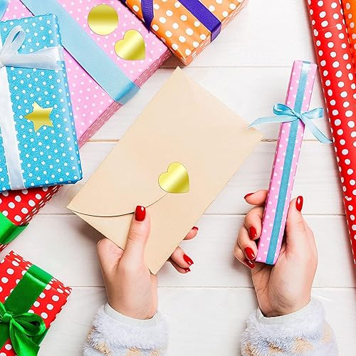 Miniatura 4 de 1000 calcomanías de corazón doradas, sobres metálicos de 1 pulgada en forma de corazón, calcomanías de sellado para recompensas infantiles, día de