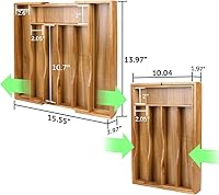 Vista 2 de Organizador de cajones extensible de acacia para cubiertos y utensilios, bandeja de cubiertos de madera de acacia ajustable en cajón para cubiertos
