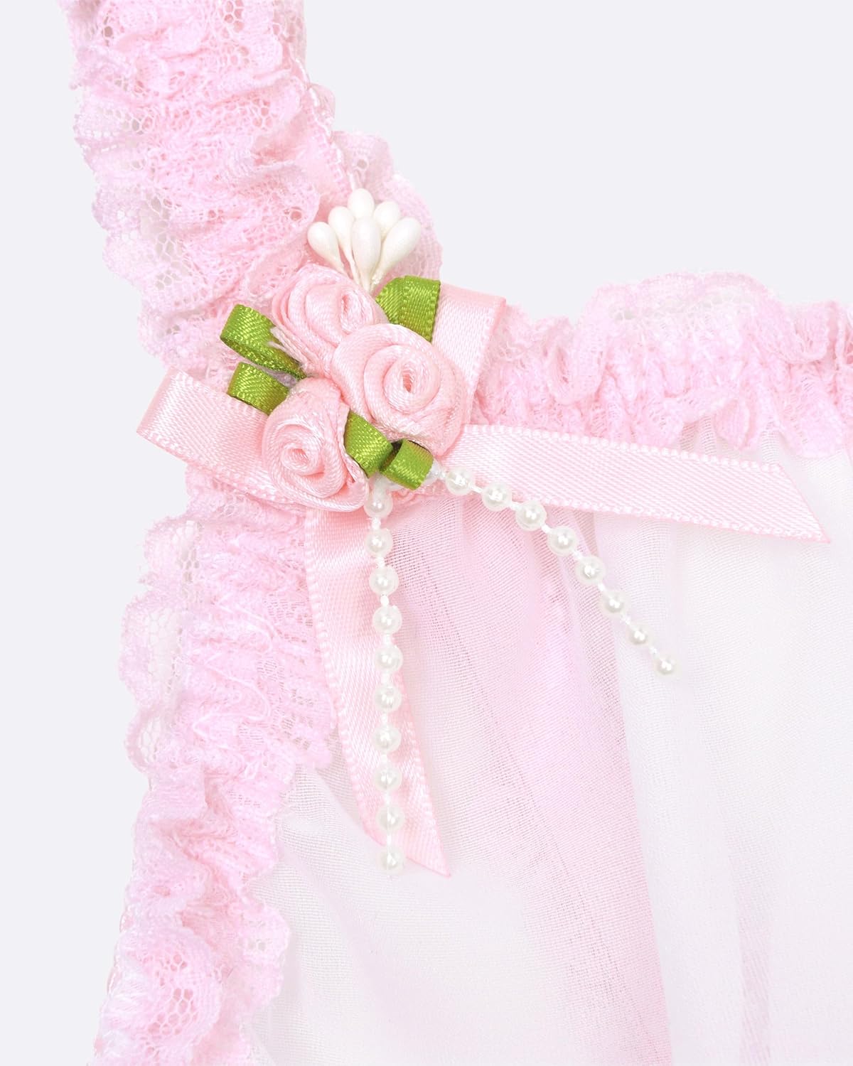 Satini Lingerie Sheer Sissy Babydoll Ruffles Frilly Lace Slip Nightwear - Image 8