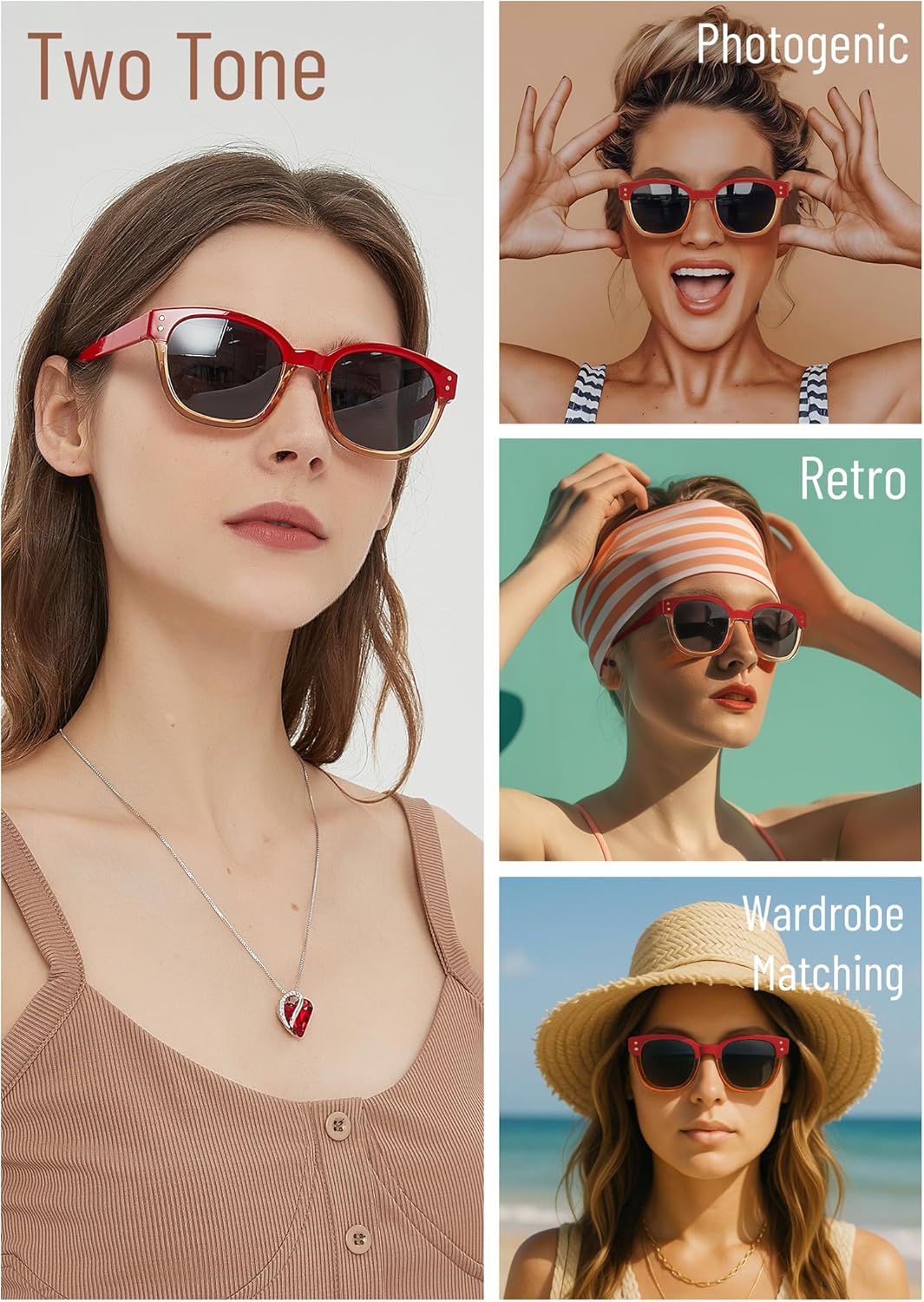 Leafael Polarized Sunglasses Women's Trendy Two Tone Design, UV400 100% Protection, Retro Square Frame, Lifestyle & Active - Image 4