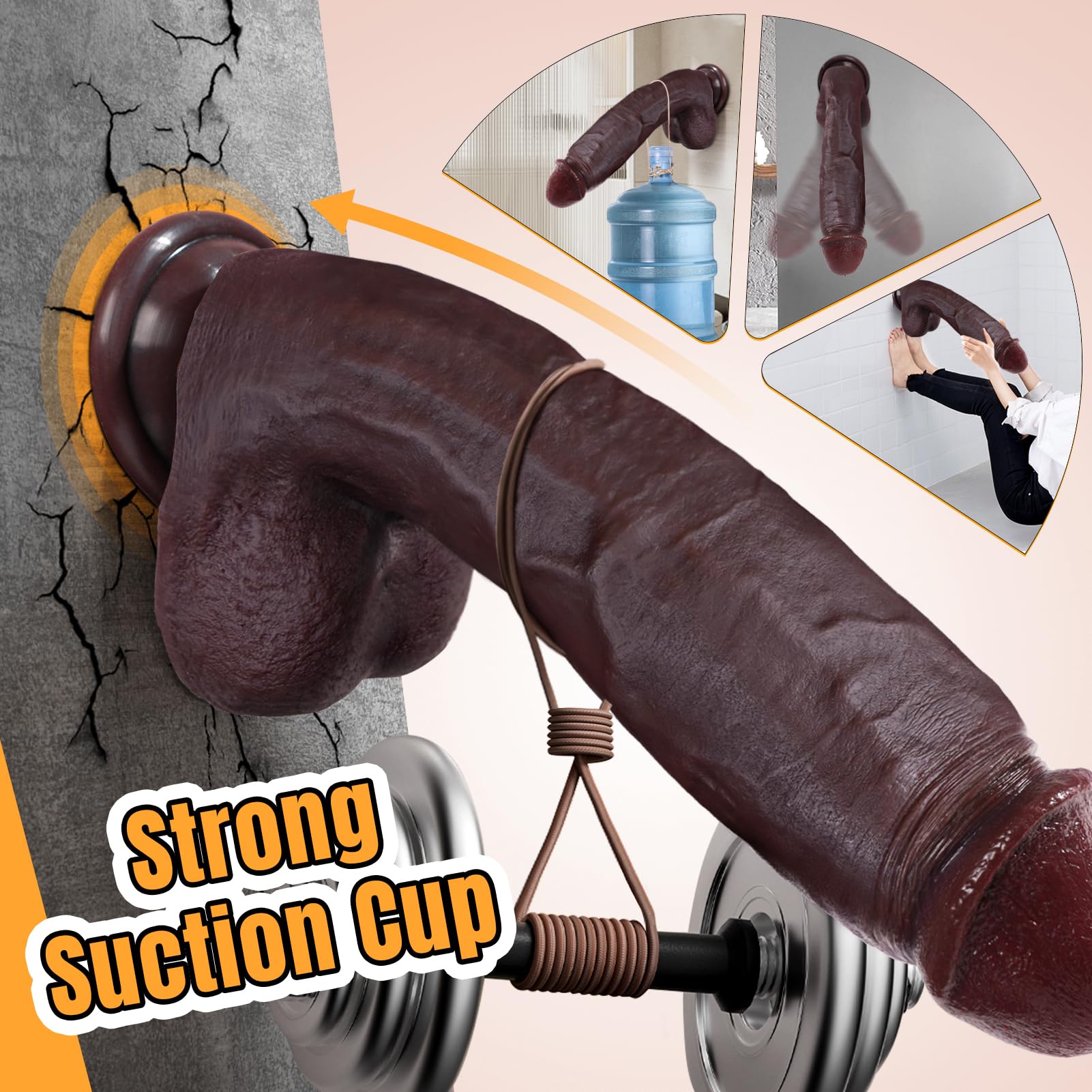 Realistic Huge Dildo Sex Toys - Coocfan 10.8" Dual-Layer Silicone Big Dildos Lifelike Giant Dildo for G Spot and Anal Play with Suction Cup, Big Adult Penis Sex Toys for Women Couples Massage Kits: 10.8" Brown