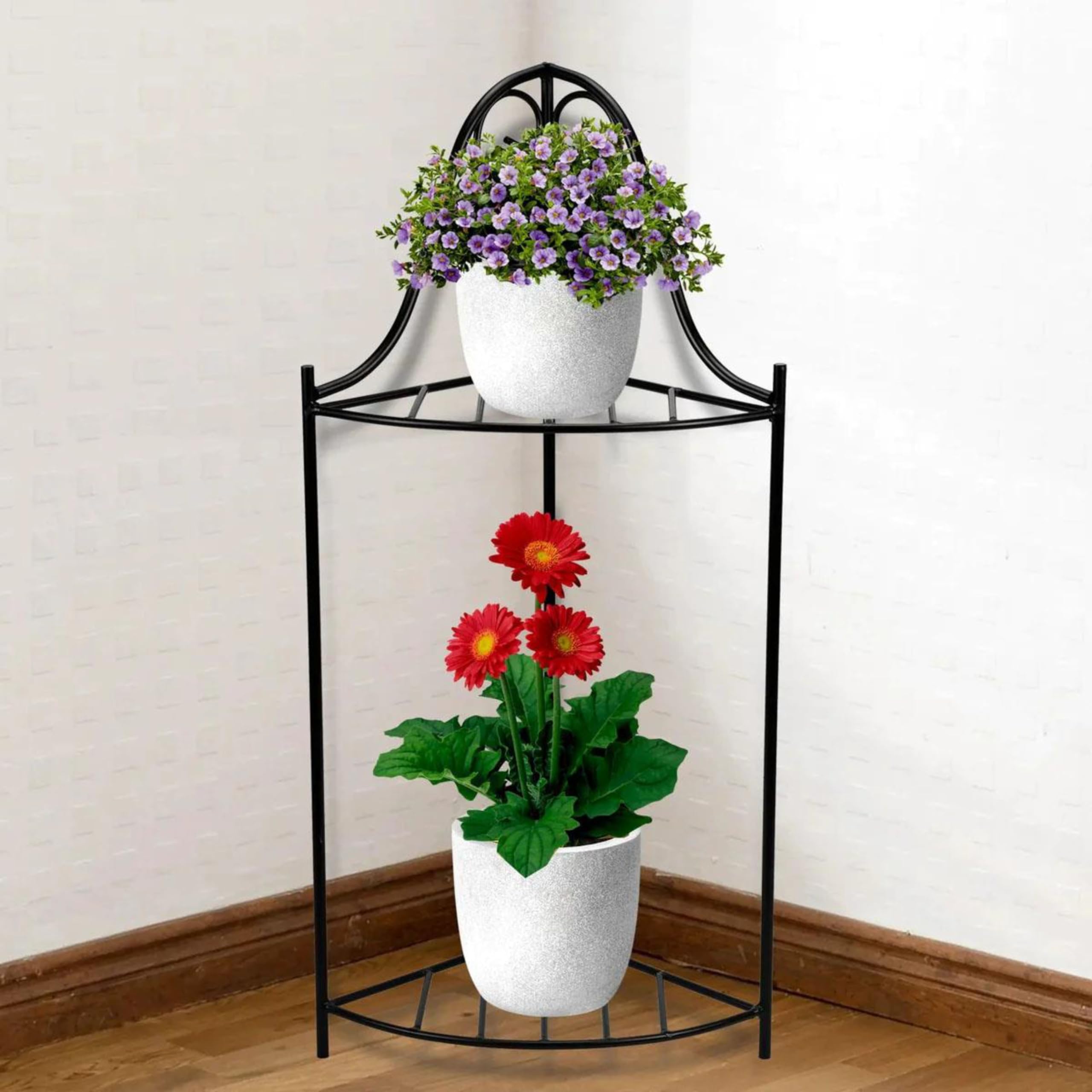 Nature at Homes - Corner Elegance Metal Stand Duo 2-Tier Versatile Home Décor Accent for Living Rooms, Bedrooms, Balconies, and Home Décor
