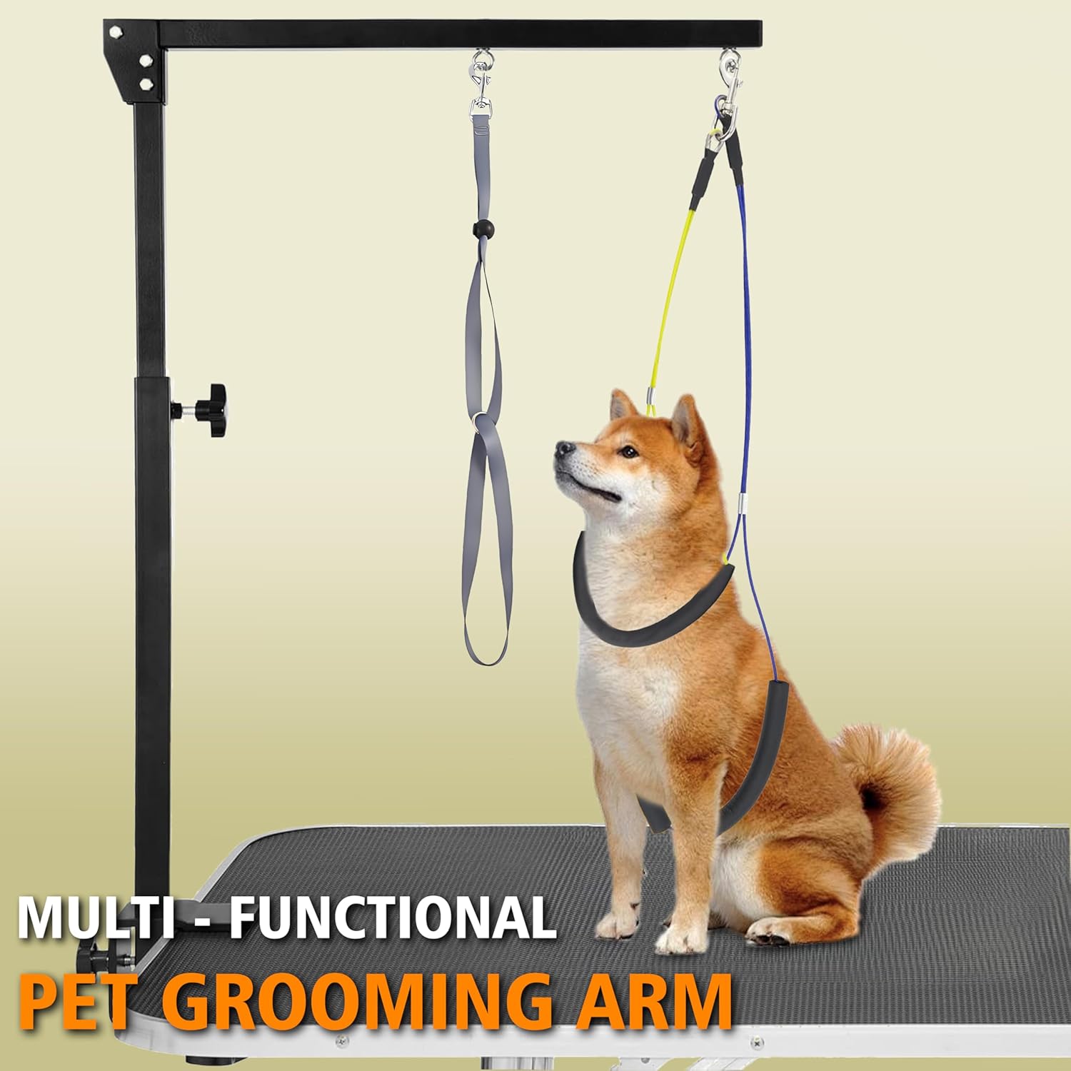 Dog Grooming Arm with Metal Clamp - Adjustable Portable Dog Grooming Table Arm for Table with 1 Loop Noose & Two No Sit Haunch Holder,Grooming Restraint for Small Medium Dogs