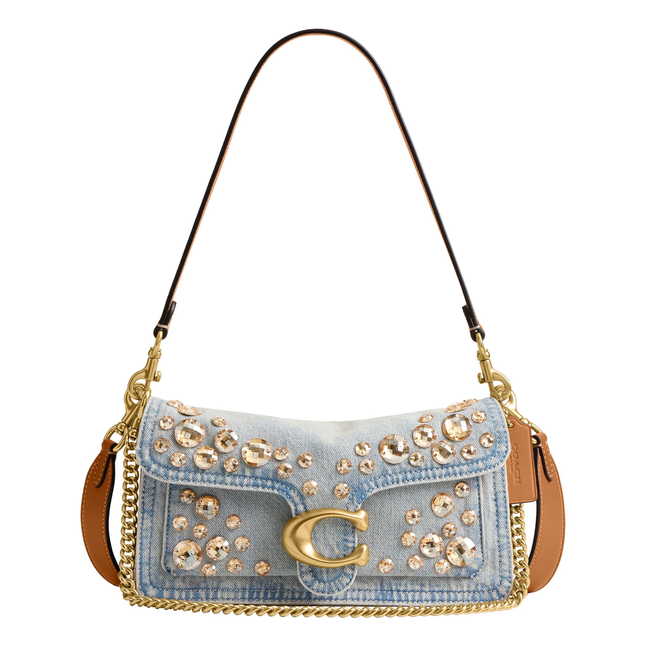 COACH Womens Pebble Tabby Shoulder Bag Quilted 26 with Chain