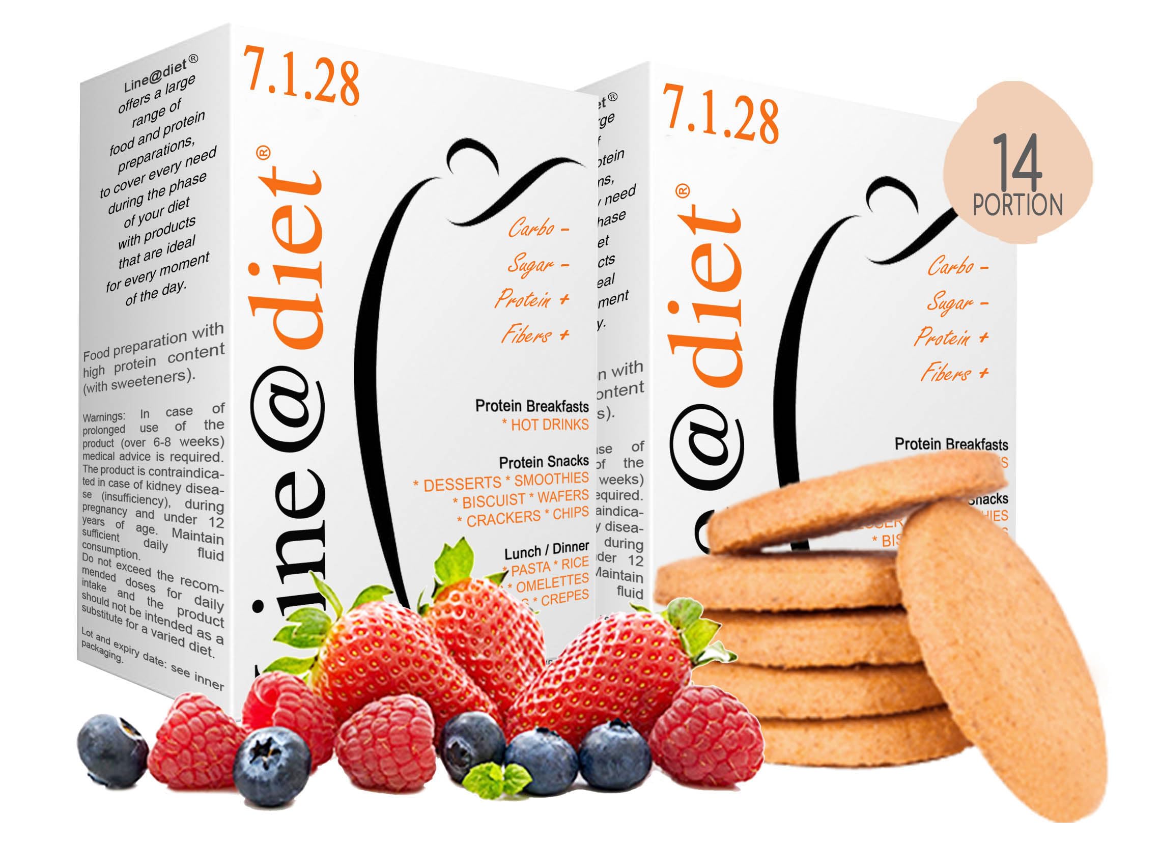 GALLETAS PROTEICAS Line@diet | 14x5 galletas sabor a FRUTAS ROJAS | 30% de PROTEIN | Fit Snack