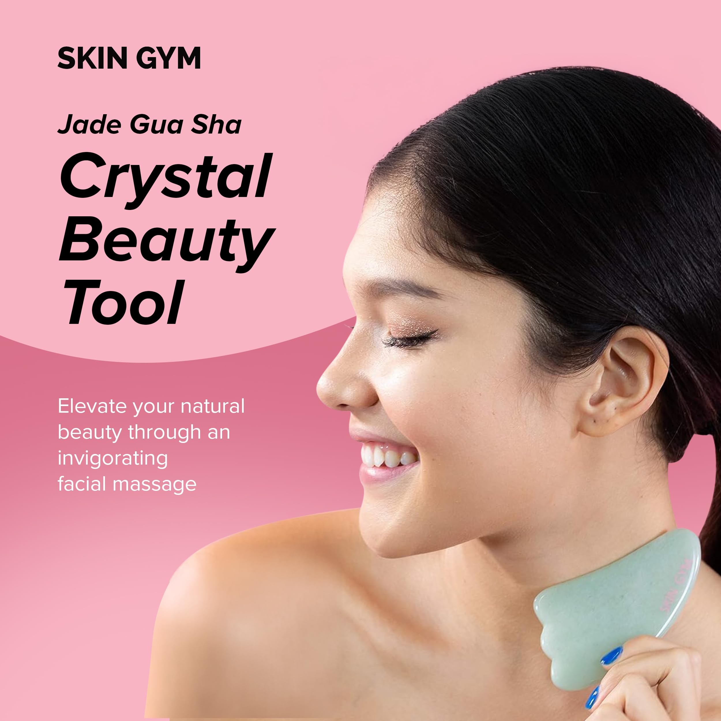 Skin Gym Jade Gua Sha Sculpty Tool, Green Jade Crystal Contouring and Sculpting Beauty Tool