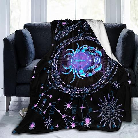 Cancer Throw Blanket Flannel Constellations Blanket Warm & Soft 12 Horoscope Astrology Throw Blankets Constellation Theme Home Décor 50