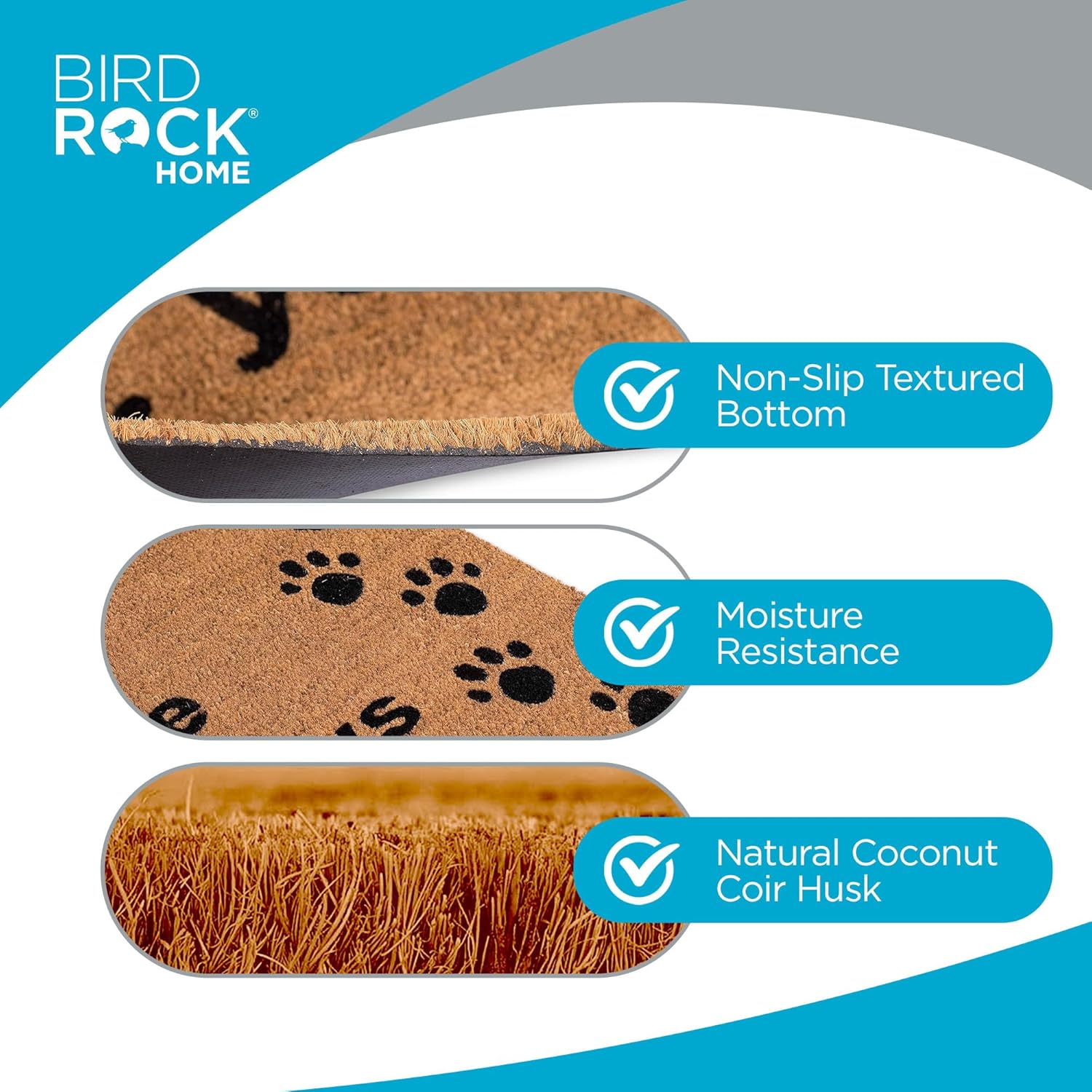 BIRDROCK HOME Wipe Your Paws Coir Doormat - Natural Fibers Outdoor Mat - Decorative Dog Design for Entryway, Porch, Patio, Garage - Keeps Floors Clean - Durable Front Door Mat for Home - 18x30 Inch