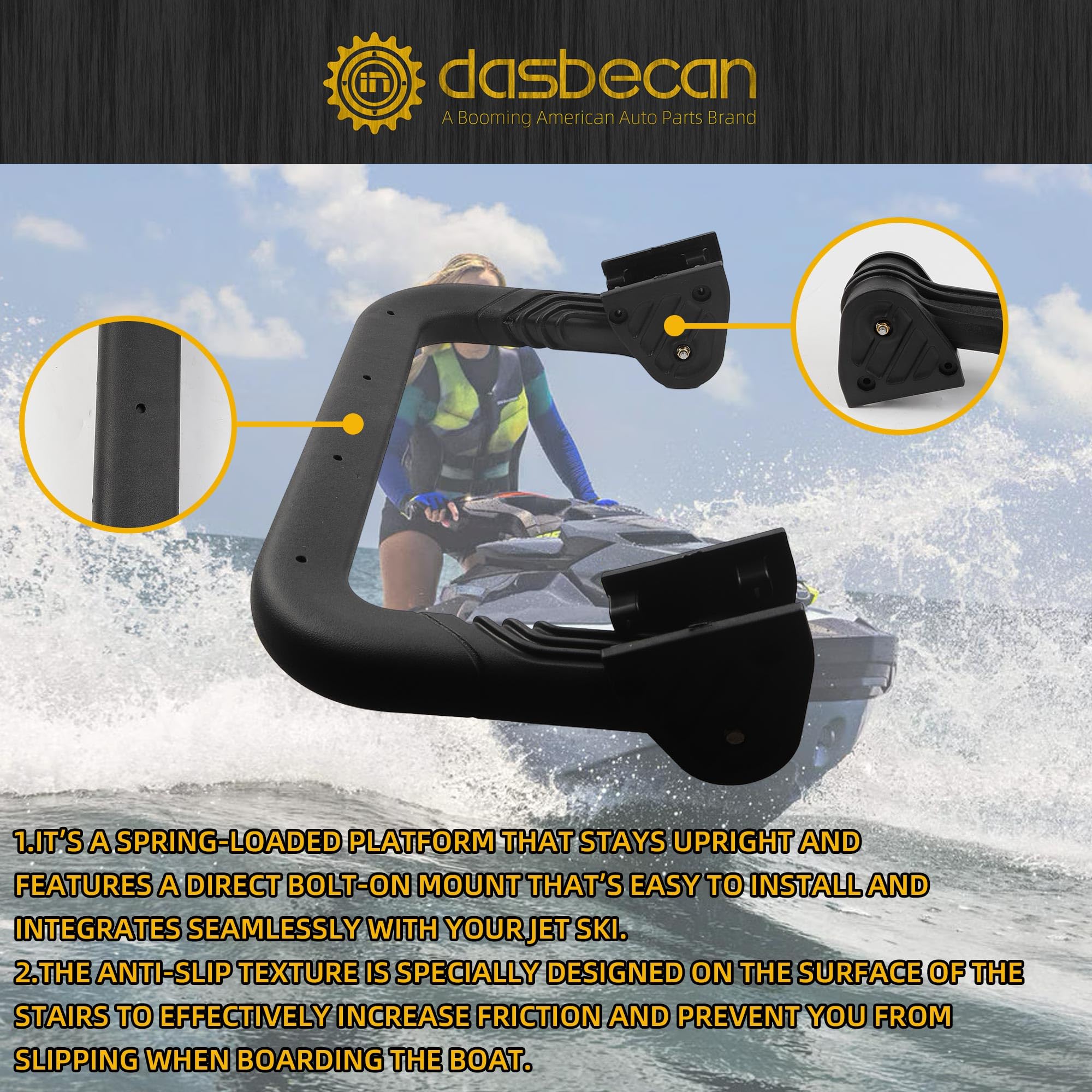 Dasbecan Échelle rétractable à ressort pour jet ski compatible avec SeaDoo RXP-X GTI GTR RXT GTX 295100747 295100869