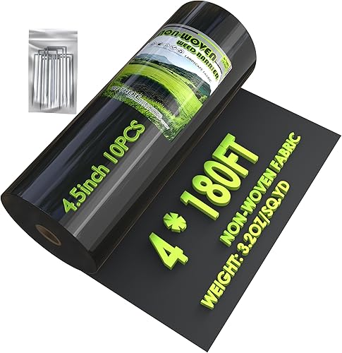 Miniatura 9 de Tela de barrera de malezas resistente, tela geotextil no tejida de 3.2 onzas, tapete de control de malezas en capas para jardinería, paisajismo y