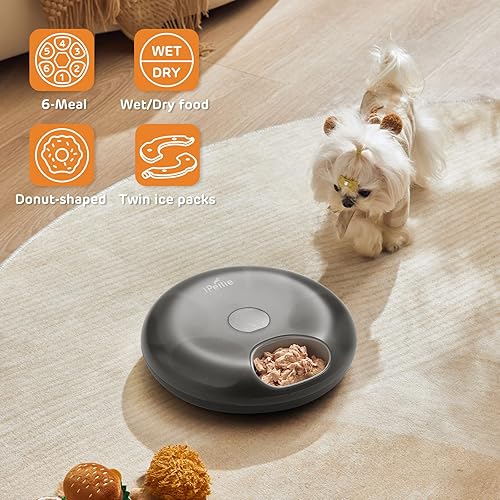 Miniatura 6 de iPettie Donuts Frost - Dispensador automático de alimentos para gatos con control de aplicación, comedero automático para gatos secos y húmedos,