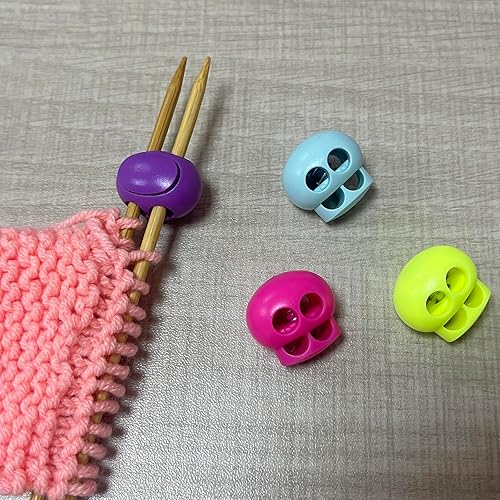 Miniatura 9 de SPANSEE 8 tapones de punto de punto de calaveras de colores, protector de punta de aguja de tejer, tapones de aguja de tejer, suministros de tejer