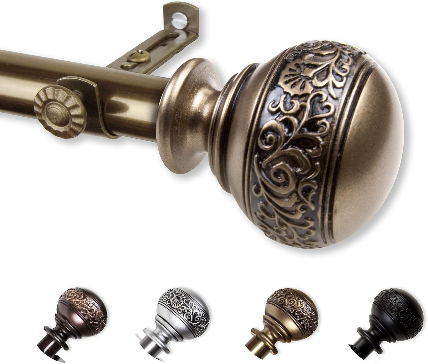 Rod Desyne 13/16" Nathan Single Curtain Rod, 66-120 inch, Antique Brass