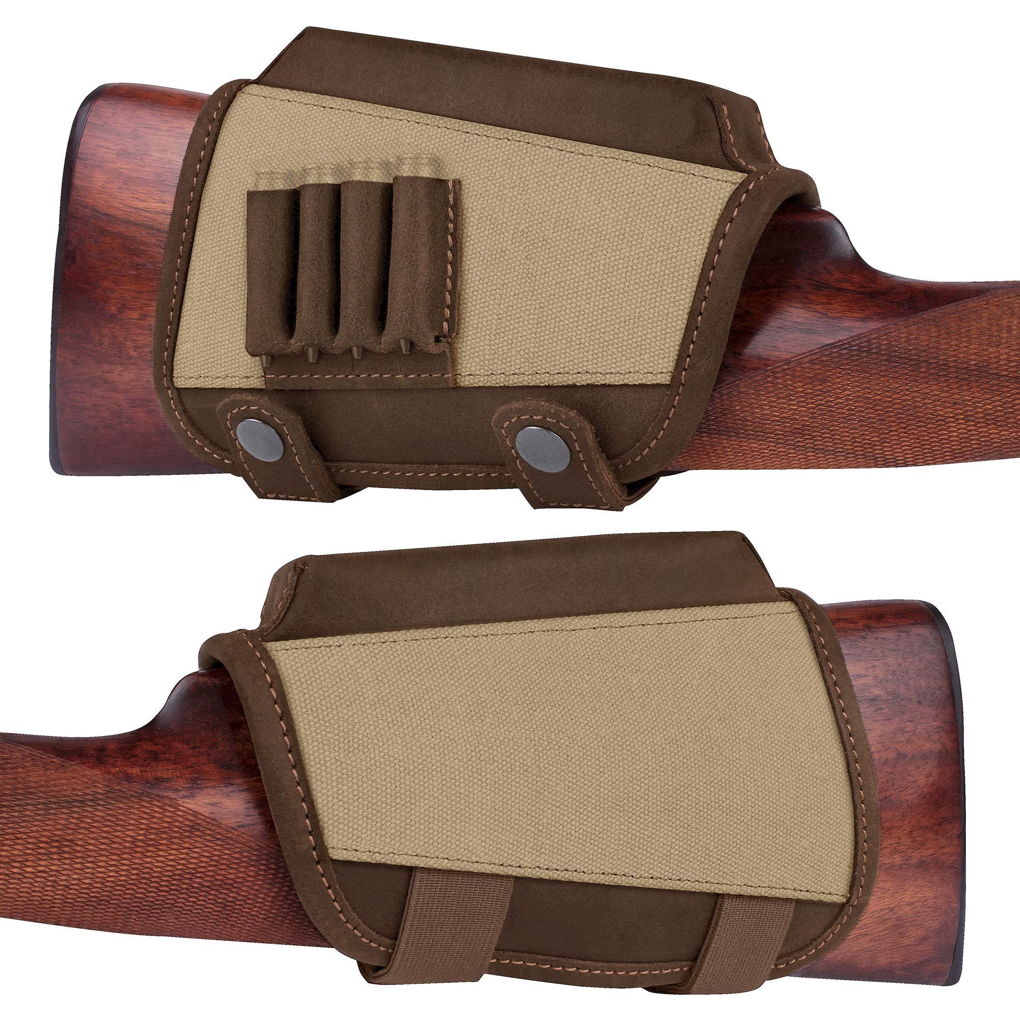 BRONZEDOG Waterproof Real Leather Ammo Holder Neoprene Buttstock Cheek Rest Shotgun Stock Cover Hunting .30 .308 Cal or 12 Ga