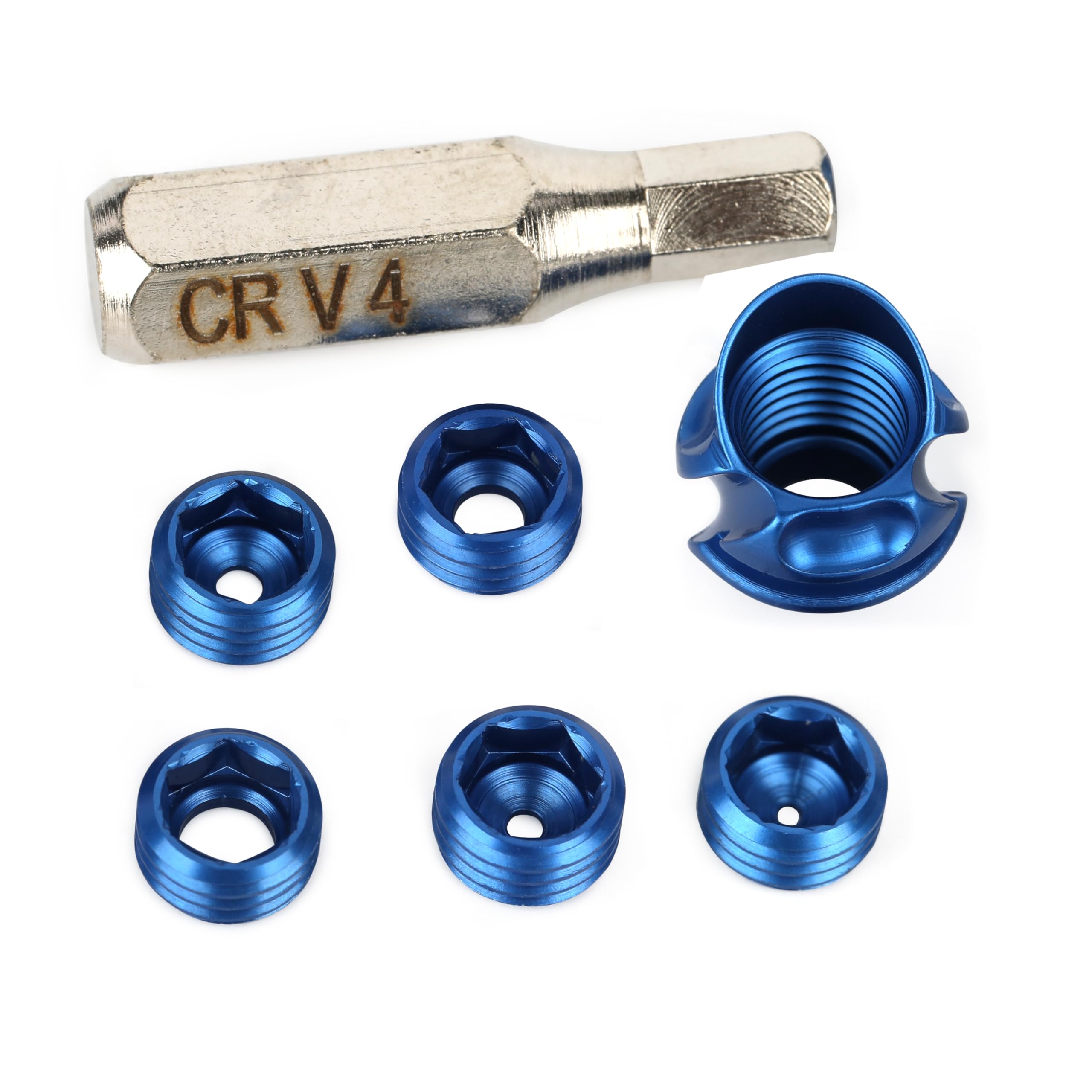 SHARROW Archery Peep Sight with Hood 5-in-1 Kit, Aluminium Peep Sight 37°/45°, 5 Size Inserts & Wrench, Compound Bow Accessories, Black & Blue Available (Blue, 45°)
