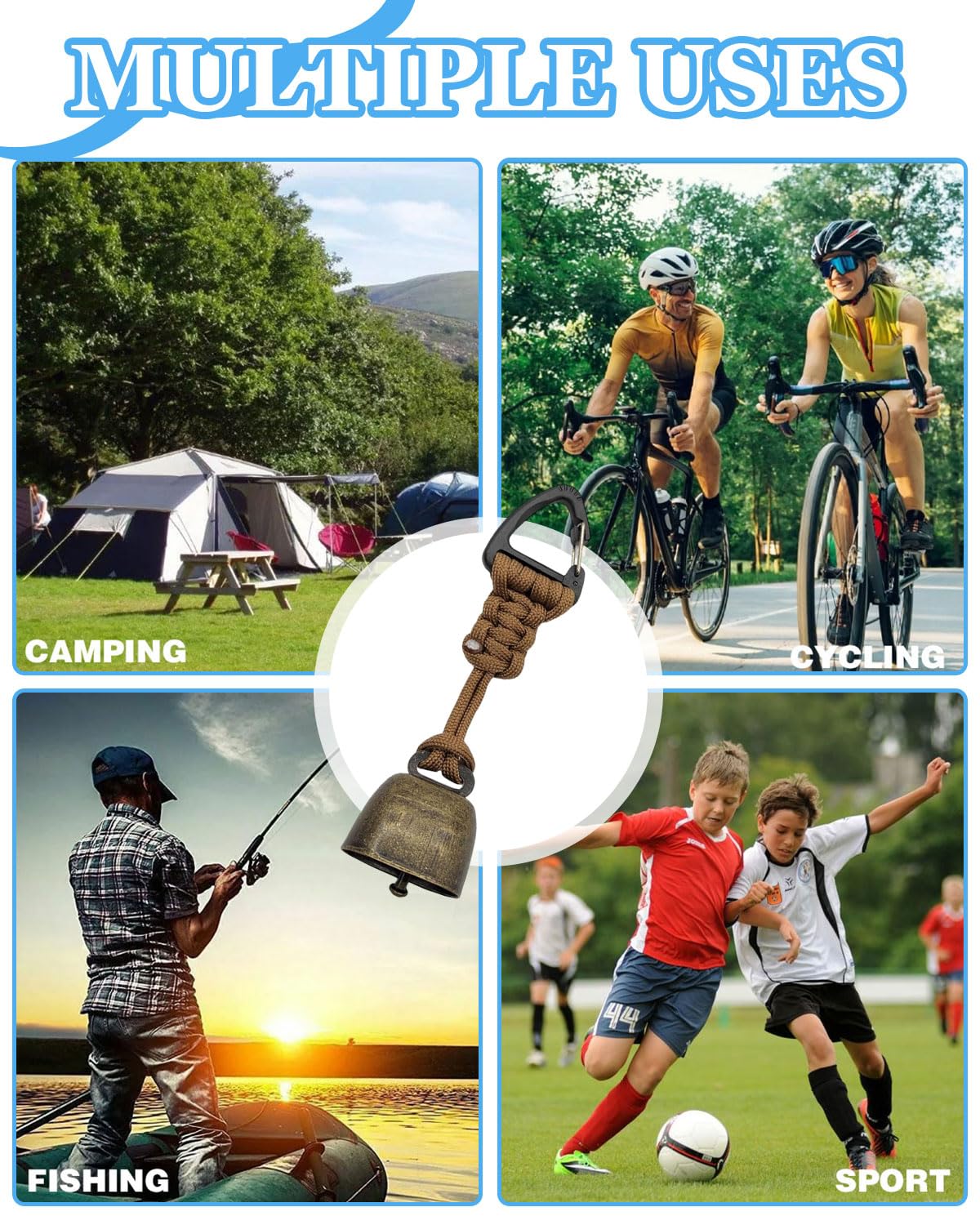 2 Piezas Campanas Anti Osos, Práctico Campana Oso Campana de Advertencia, Mosquetón de Campanas de Oso, Campana de Oso Polivalente, para Senderismo Camping al Aire Libre Pesca Escalada