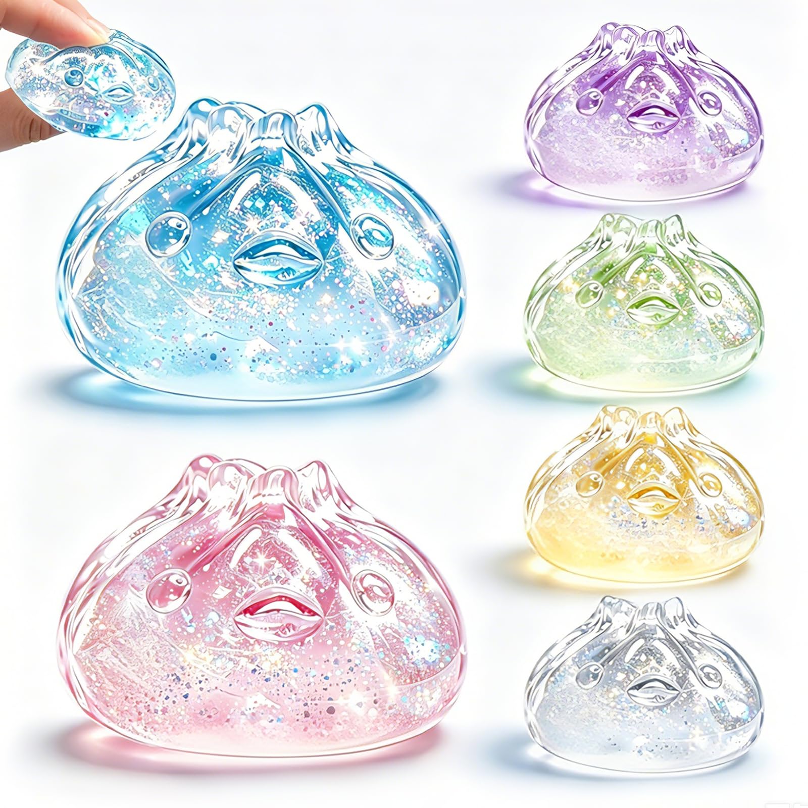 6 Pcs Squishy Fidget Toys, New Glitter Squishy Toys, Soft Squeeze Sensory Stress Toys for Kids & Adults, Squishy Toy Classroom Prizes Party Favors to Help with Focus and Calm