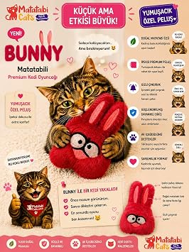 BUNNY Pelu  Kedi Oyunca Matatabi  erikli, Dayan kl ,Kediler  in E lenceli Oyuncak