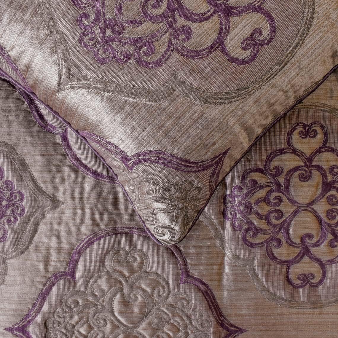 The HomeCentric King/Queen/Twin Purple Decorative Queen 74"x18" Bed Runner Without Pillow Cover, Damask & Quilted Bed Scarf on Jacquard Fabric - Embre Purple
