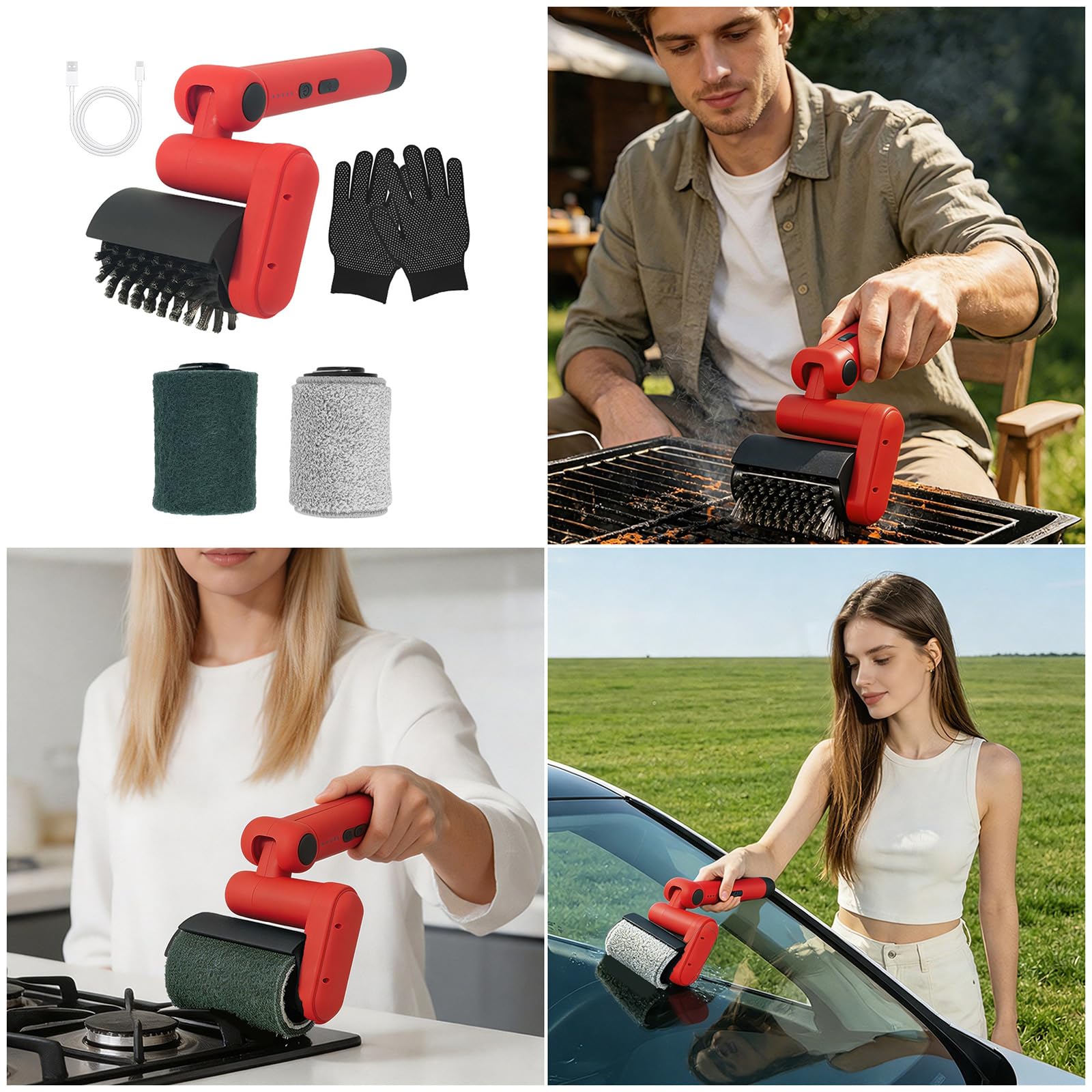 Spazzola elettrica per barbecue