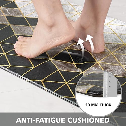 Miniatura 3 de Tapete de cocina para piso, 2 piezas, impermeable, acolchado, antifatiga, moderno, antideslizante, lavable, cómodo para el suelo, alfombra de pie