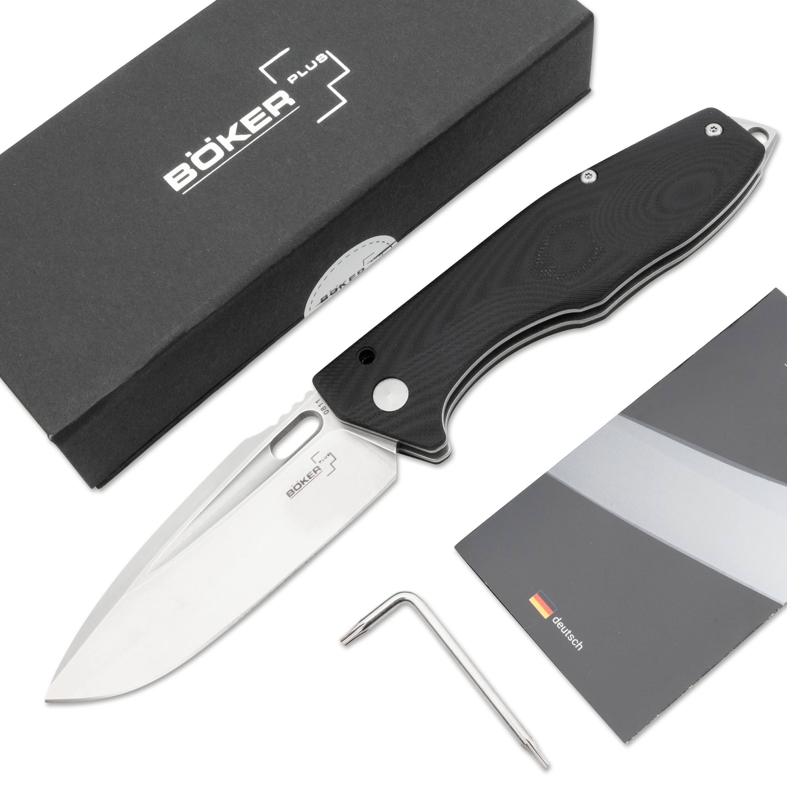 BÖKER PLUS® Caracal Folder robustes Taschenmesser - perfektes Einsatzmesser mit Taschen-Clip - vielseitiges Outdoor-Messer inkl. Messer-Tasche und edler Geschenk-Box