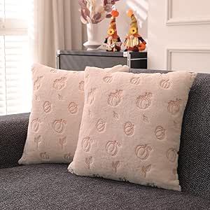 LOMCHEN Fall Embroidered Pillow Covers 20x20 inch Set of 2