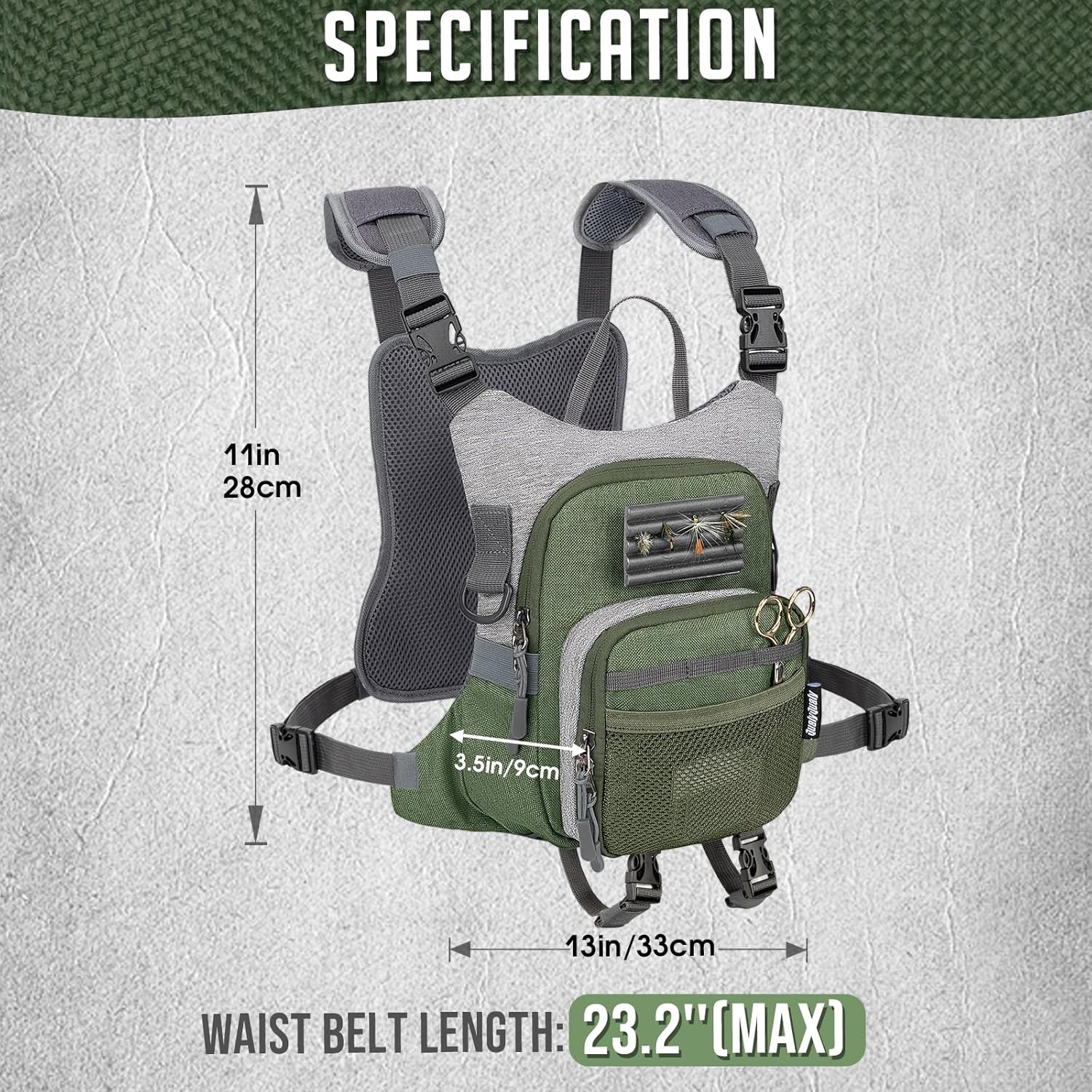 QulayQualy Fly Fishing Pack - Chest Pack with Work Station Lightweight Tackle Fishing Bag with Quick-Release